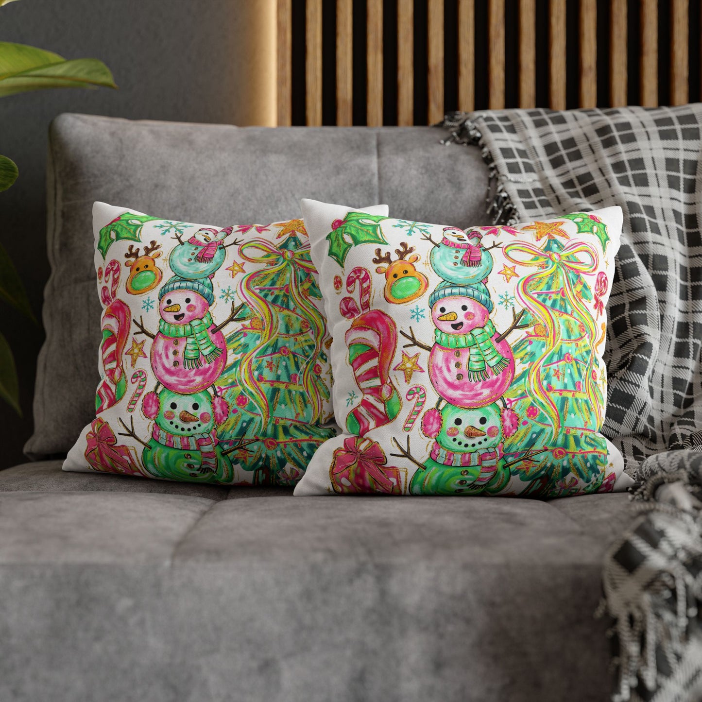 Festive Christmas Pillowcase, Holiday Decor, Winter Home Accent, Cute Snowman Design, Cozy Cushion Cover - VYBE Shop