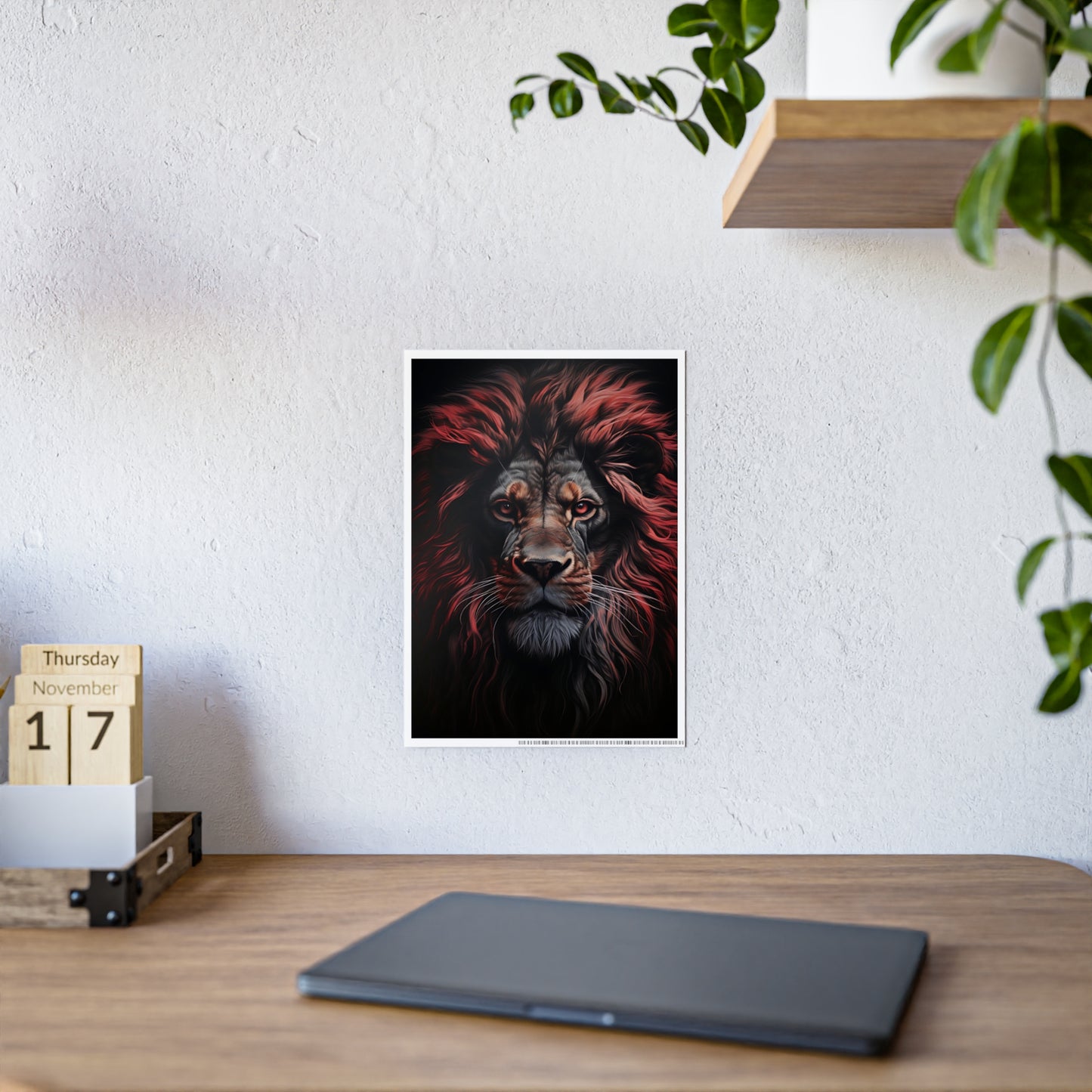 Lion Art Print Poster - Vibrant Glossy Wall Decor for Animal Lovers, Modern Home Accent, Majestic Lion Art - VYBE Shop