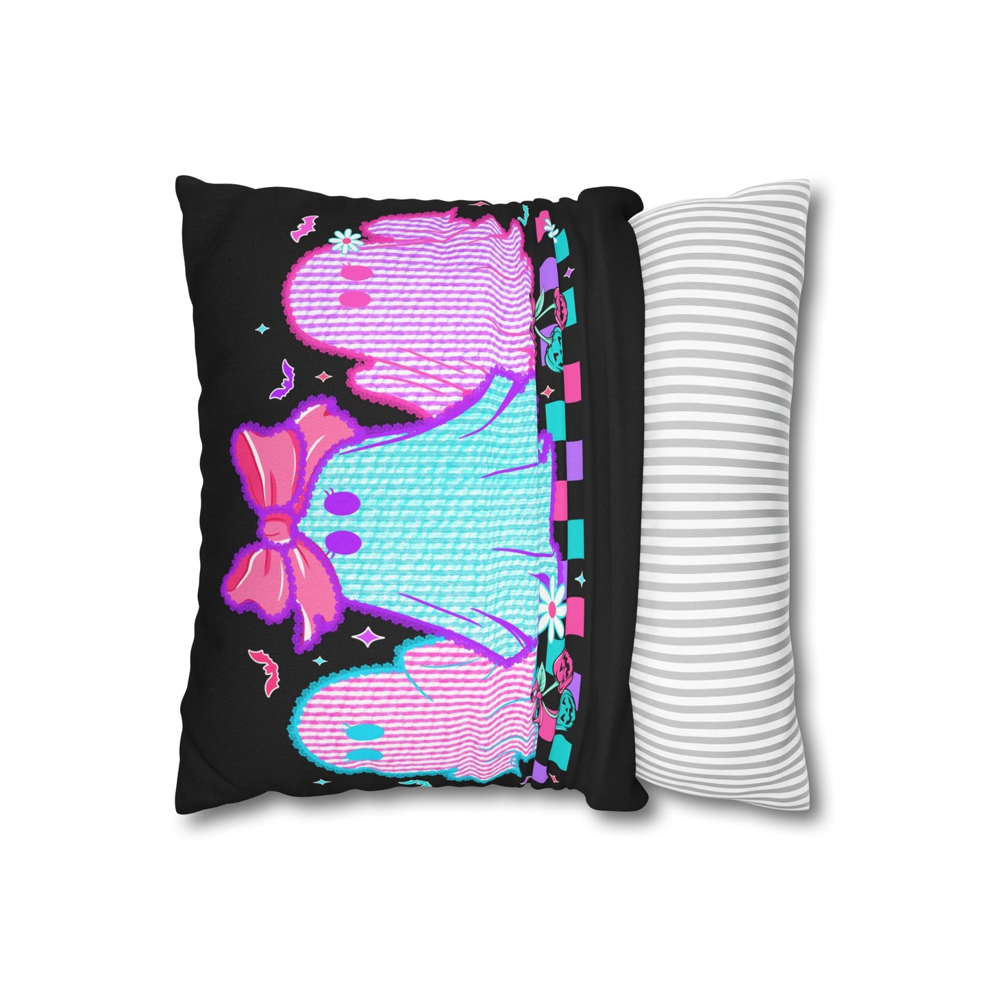 Colorful Ghost Pillowcase | Whimsical Halloween Decor, Spooky Home Accent Cushion Cover, Vibrant Ghost Design - VYBE Shop