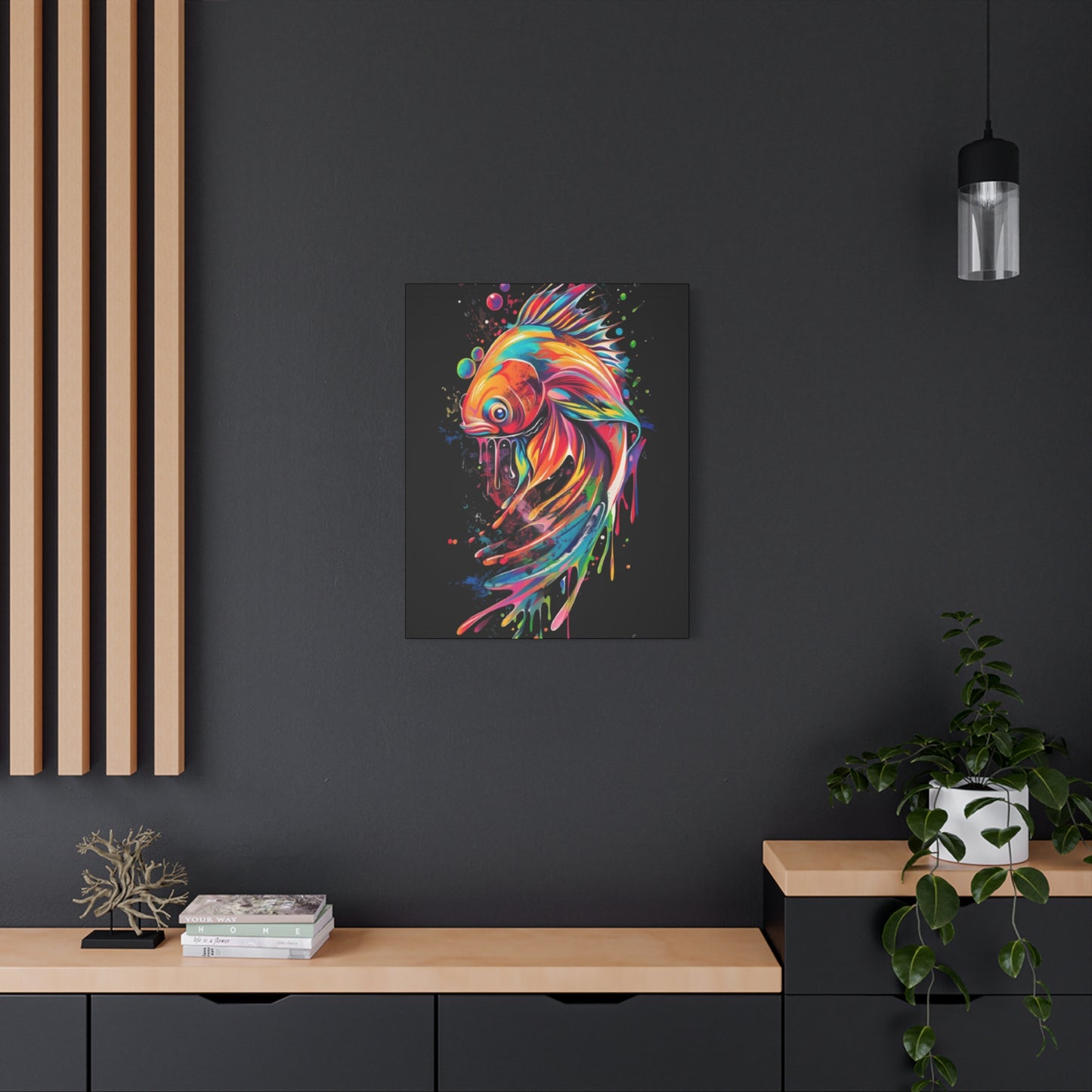 Neon Fish Canvas Art, Colorful Wall Decor, Artistic Home Accent, Gift for Fish Lovers, Unique Ocean Decor, Bright and Cheerful Wall Art - VYBE Shop