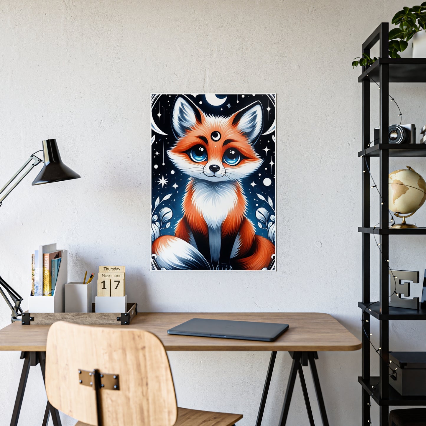 Glossy Fox Art Poster, Cute Animal Poster - VYBE Shop