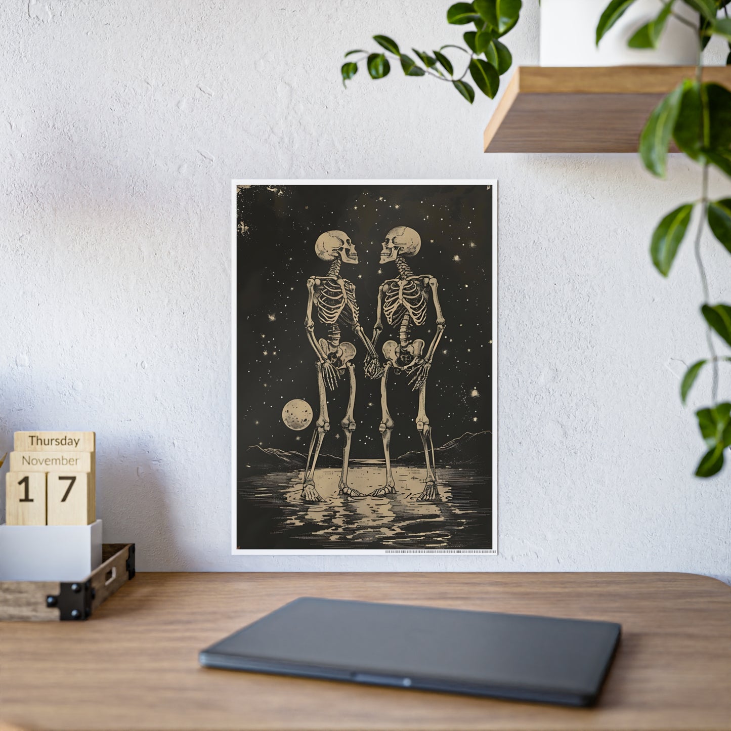 Skeleton Lovers Poster - Dark Aesthetic Decor and Gothic Home Accents - VYBE Shop