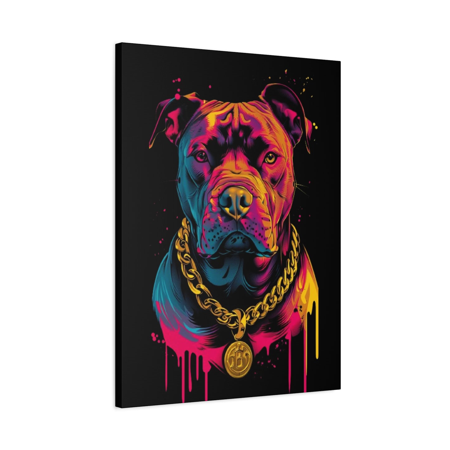 Neon Pitbull Canvas Art, Pet Lover Wall Decor, Modern Home Decor, Unique Gift for Dog Lovers, Vibrant Animal Portrait - VYBE Shop