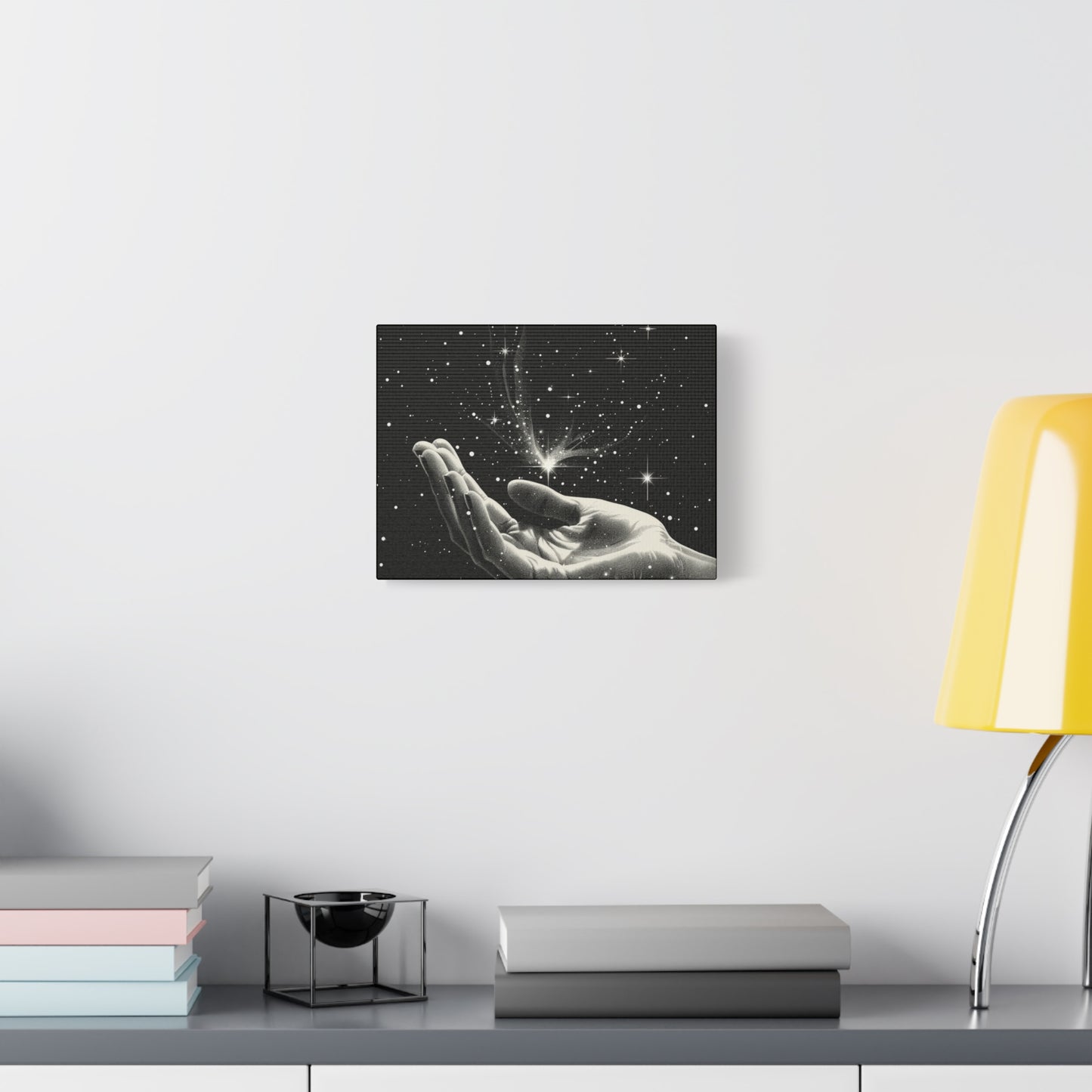 Stretched Canvas Wall Art, Celestial Hand Design, Spiritual Home Decor, Modern Art for Living Room, Gift for Space Lovers - VYBE Shop