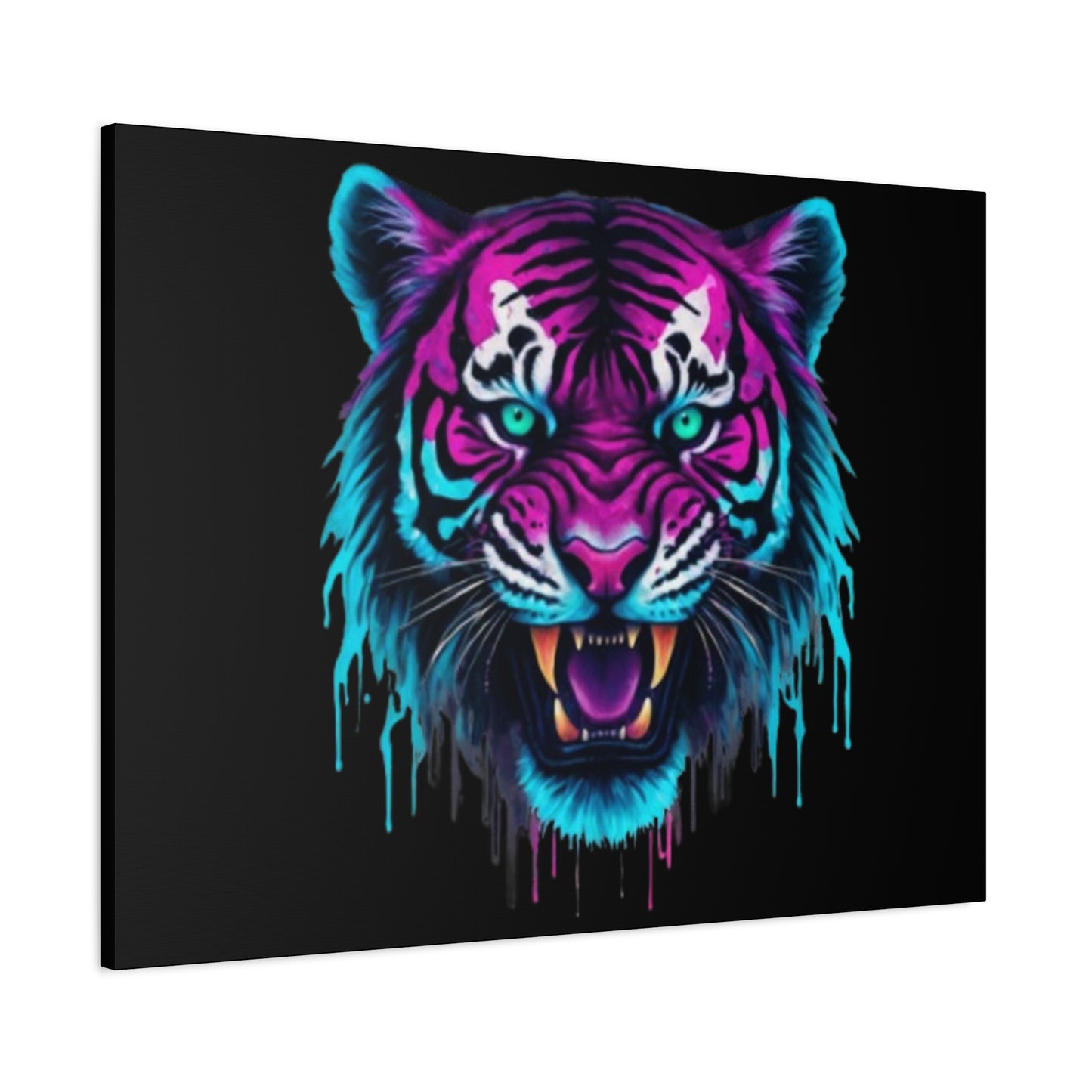 Neon Tiger Canvas Art, Wall Decor, Colorful Animal Artwork, Home Interior, Gift for Animal Lovers, Unique Wall Hanging - VYBE Shop