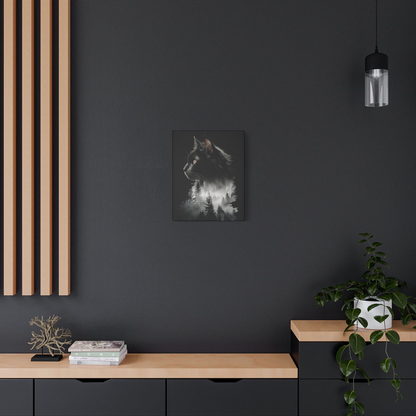 Mystical Cat Forest Canvas Print, Home Decor Art, Cat Lover Gift, Unique Wall Art, Pet Memorial - VYBE Shop