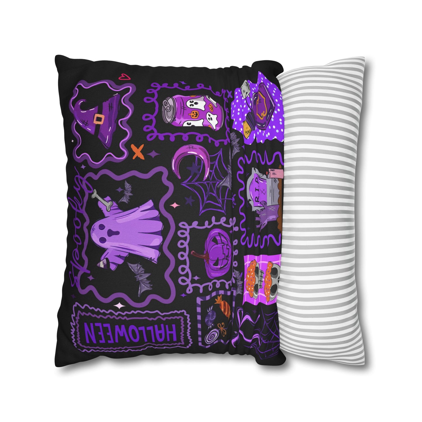 Halloween Pillowcase - Spooky Home Decor Cushion Cover with Ghost and Pumpkin Design - VYBE Shop