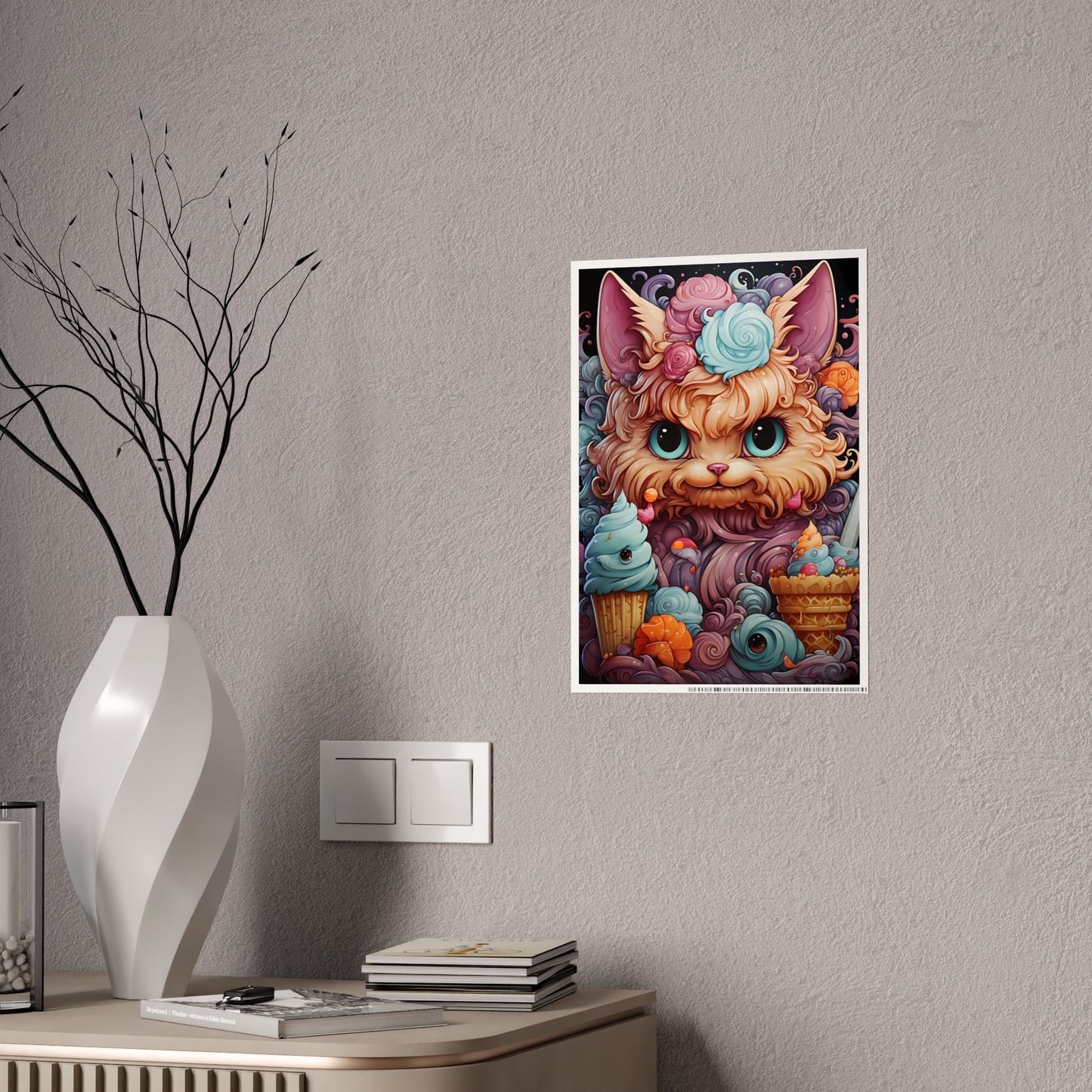 Colorful Cat Wall Art Poster - Cute Gloss Print for Vibrant Home Decor - VYBE Shop