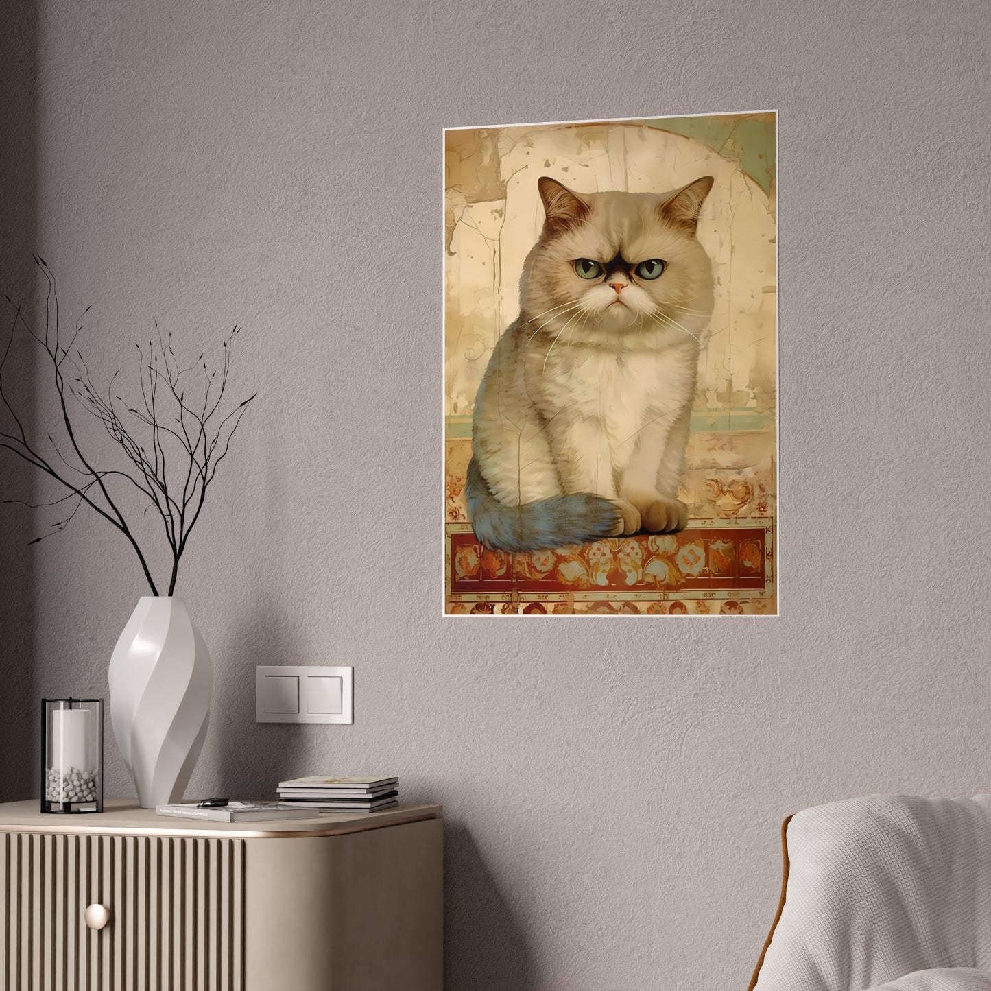 Glossy Cat Art Poster, Cat Lover Decor, Unique Cat Print - VYBE Shop