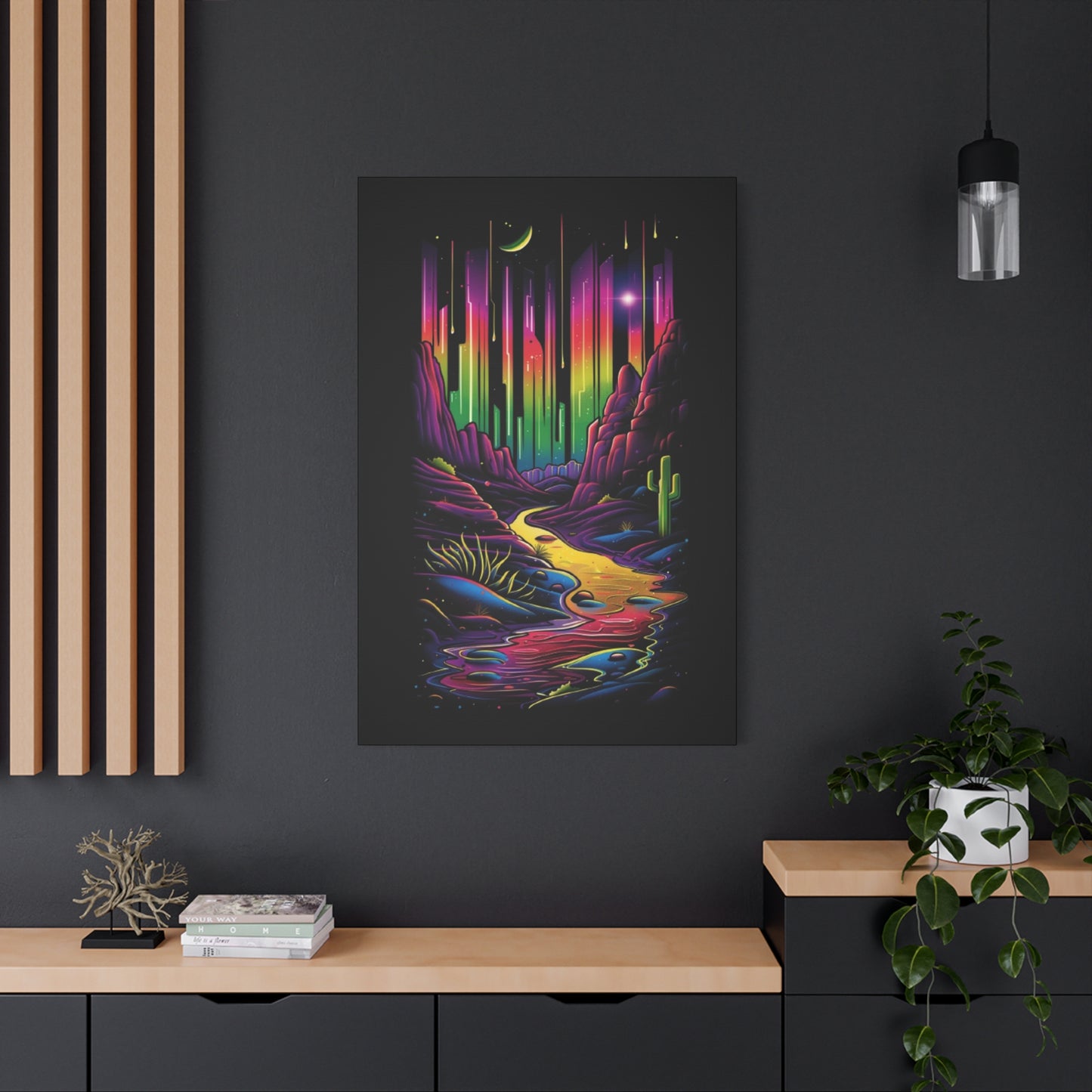 Neon Nature Canvas Art, Wall Decor, Colorful Landscape, Bohemian Home Decor, Gift for Art Lovers, Unique Wall Hanging - VYBE Shop