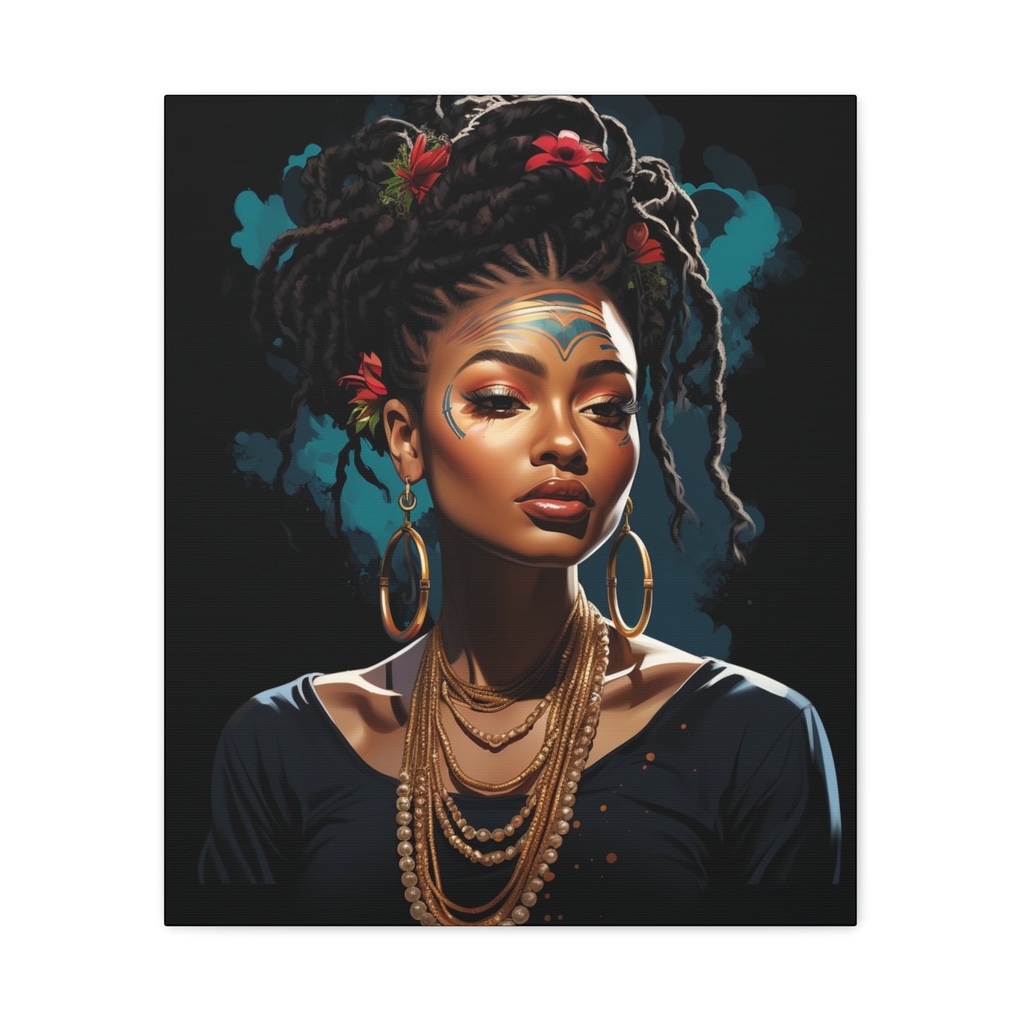 Bohemian Wall Art Canvas, Stunning Portrait Decor, Home Decoration, Unique Gift for Art Lovers, African Inspired Artwork, Living Room - VYBE Shop