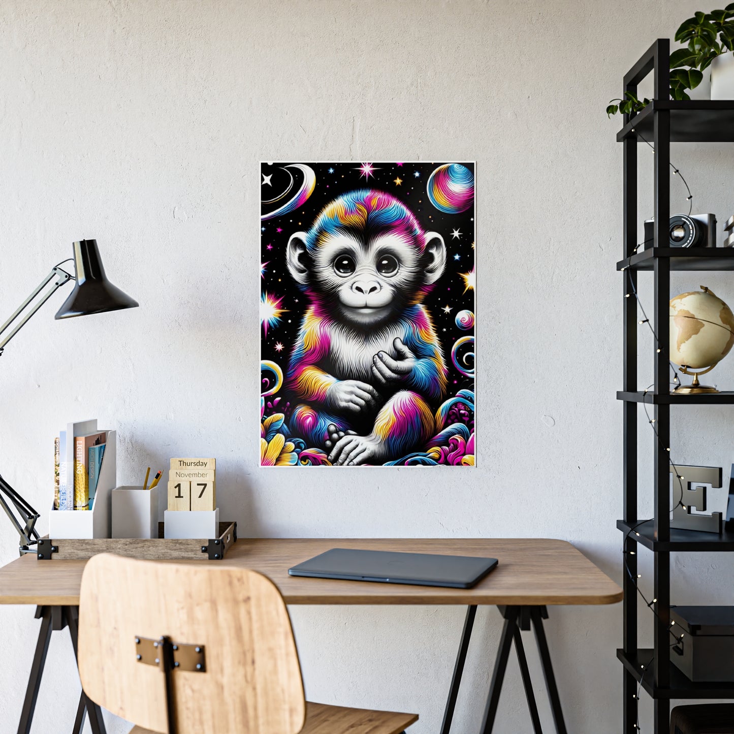 Vibrant Monkey Art Poster, Colorful Wall Decor - VYBE Shop