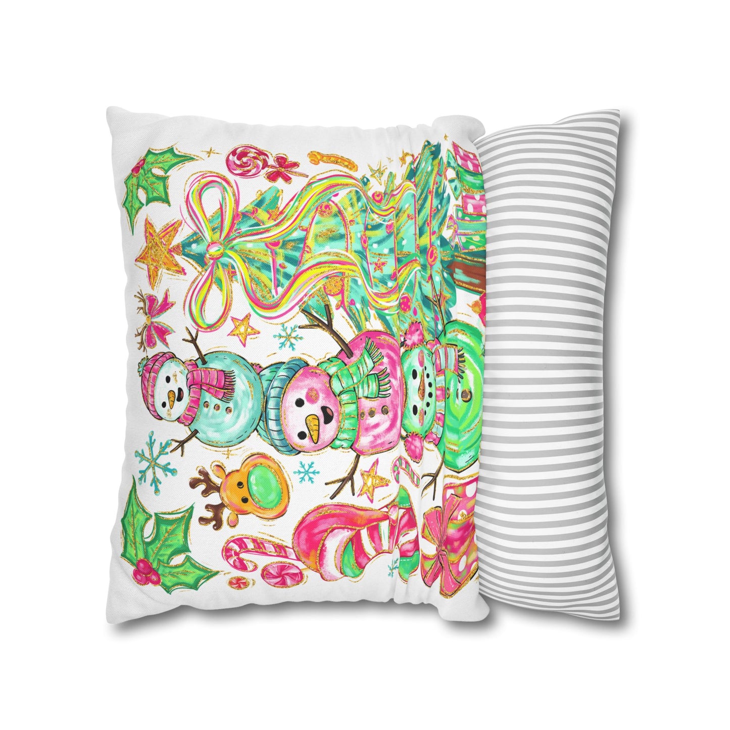 Festive Christmas Pillowcase, Holiday Decor, Winter Home Accent, Cute Snowman Design, Cozy Cushion Cover - VYBE Shop