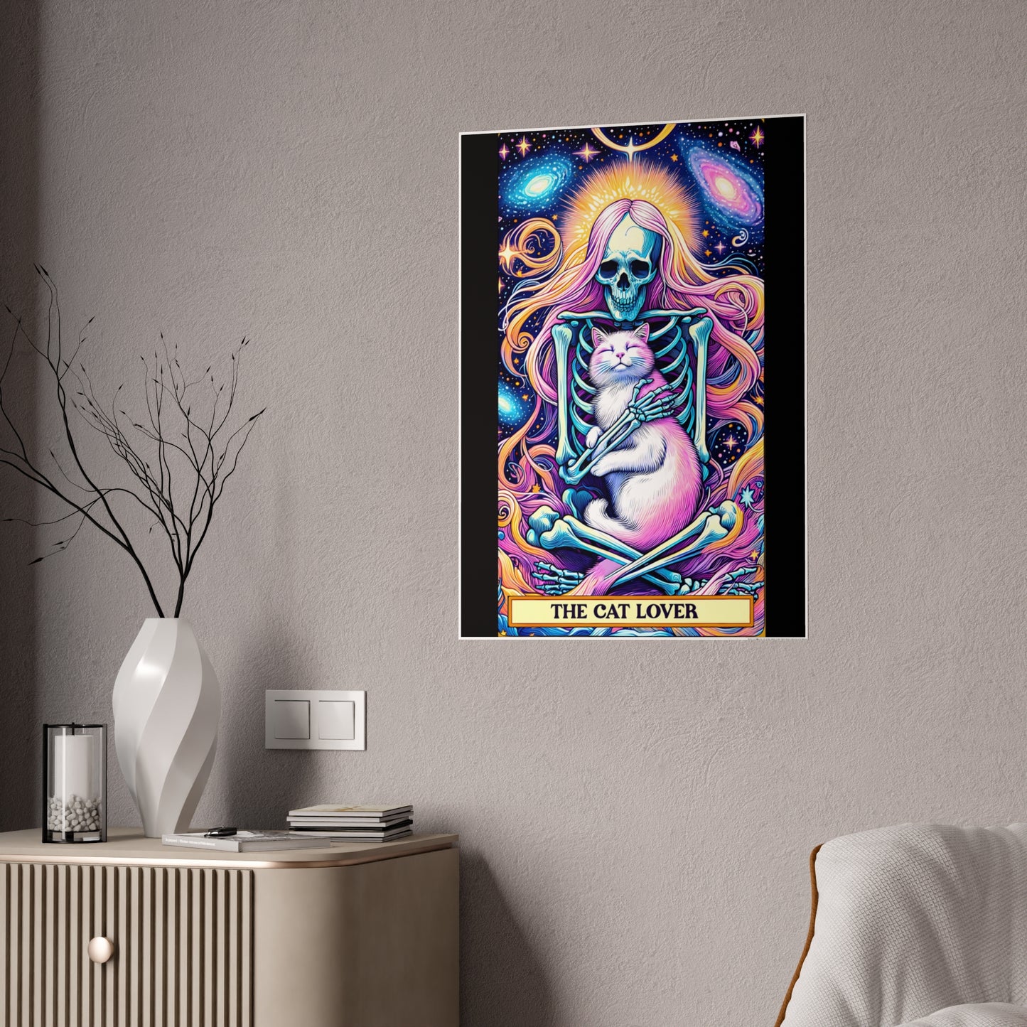 Vibrant Cat Lover Wall Art - Unique Tarot-Inspired Poster for Cat Enthusiasts - VYBE Shop