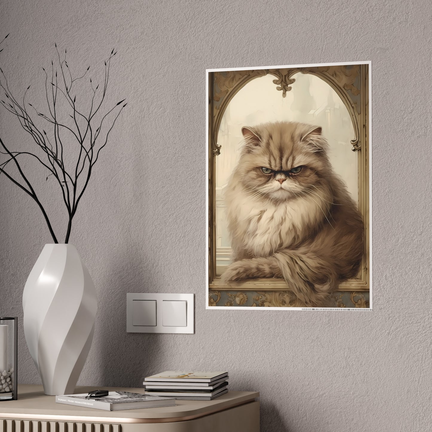 Glossy Kitty Art Poster, Cat Lover Gift, Vintage Style Poster - VYBE Shop