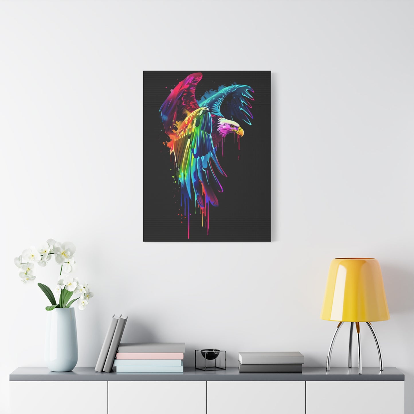 Neon Eagle Canvas Art, Colorful Wall Decor, Animal Lover Gift, Rainbow Decor, Home Sweet Home, Colorful Eagle Painting - VYBE Shop