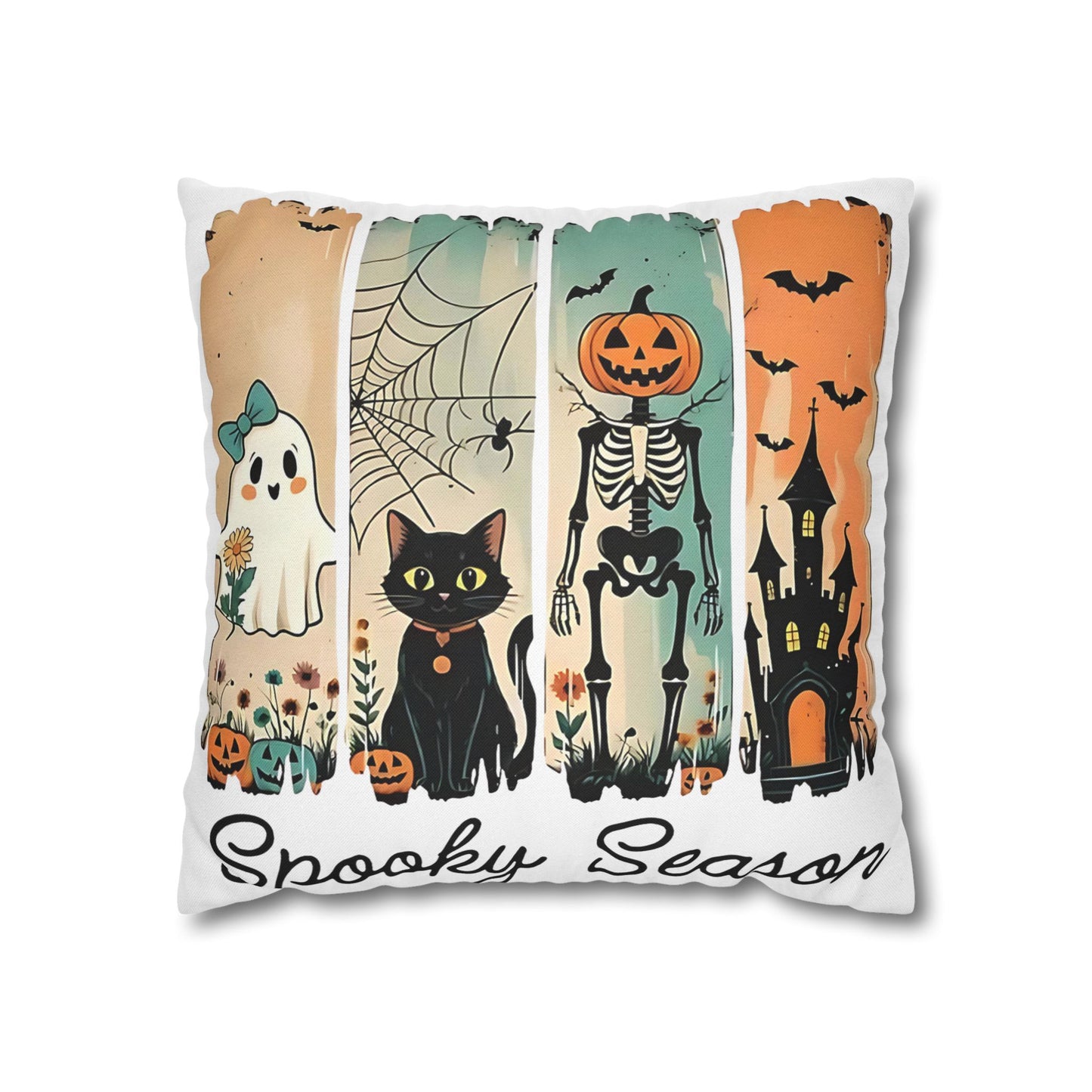 Halloween Pillowcase - Cozy Fall Decor with Cat and Ghost Design, Perfect for Autumn and Spooky Season Gifts - VYBE Shop