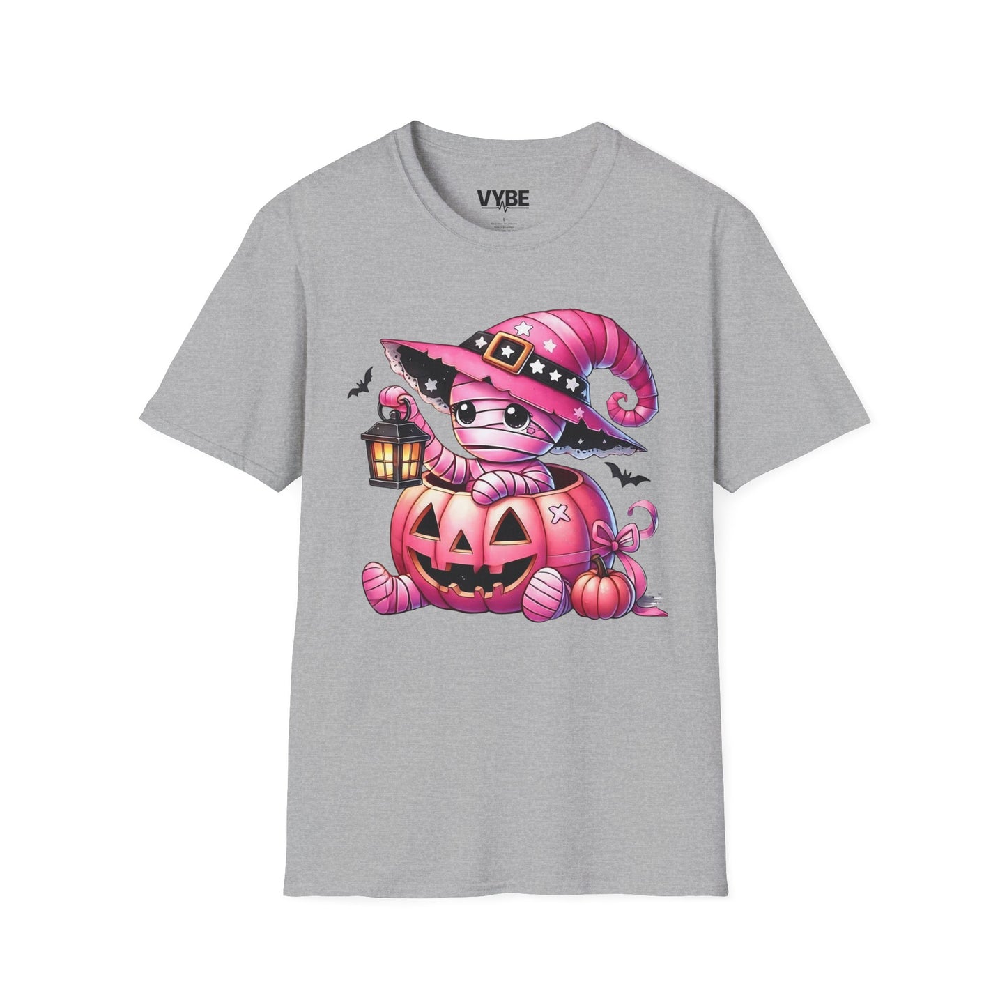 Halloween- Cute Pink Halloween Mummy T-Shirt, Unisex Graphic Tee - VYBE Shop