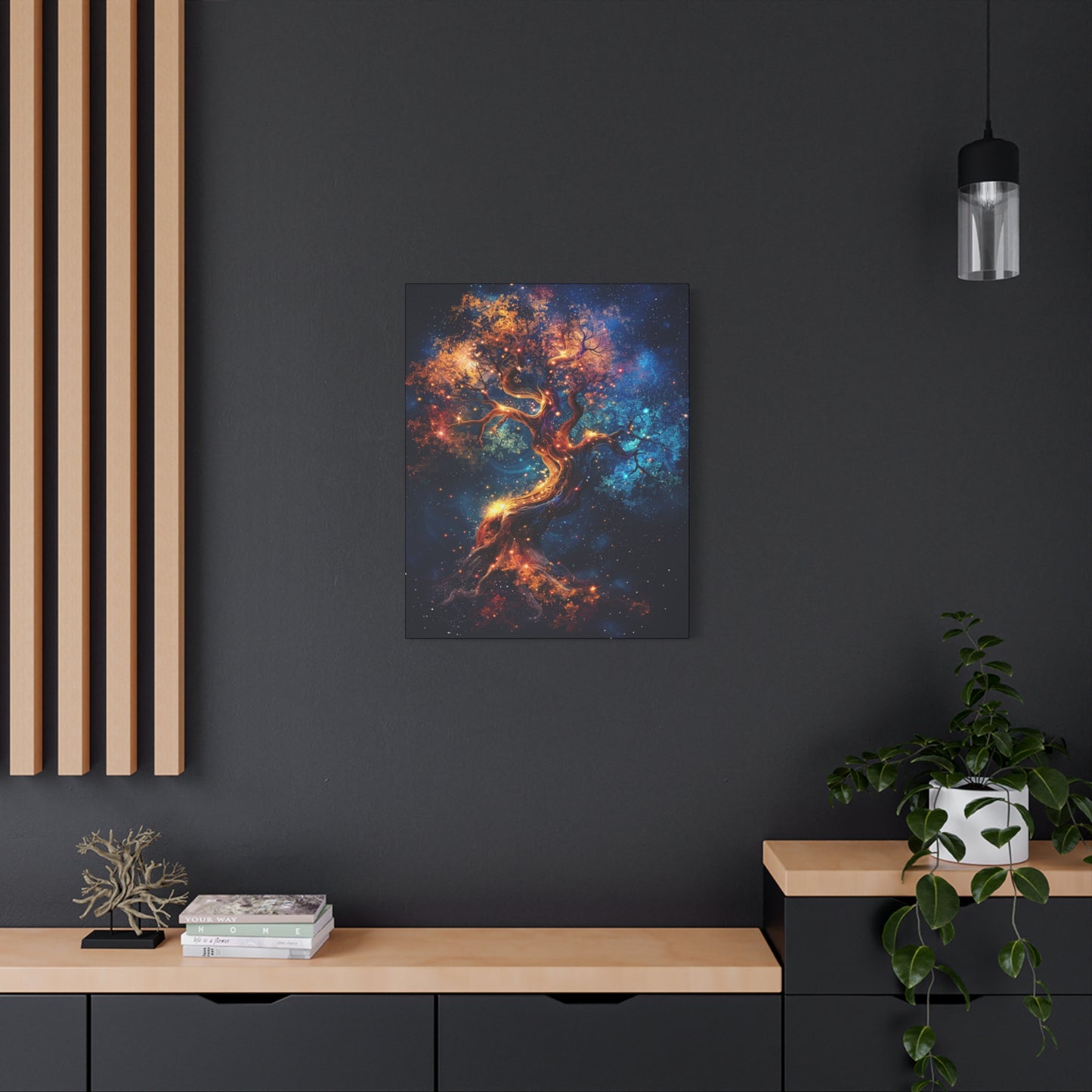 Galactic Tree Canvas Print, Vibrant Cosmic Art, Home Décor, Gift for Nature Lovers, Unique Wall Art, Space-Themed Decoration - VYBE Shop