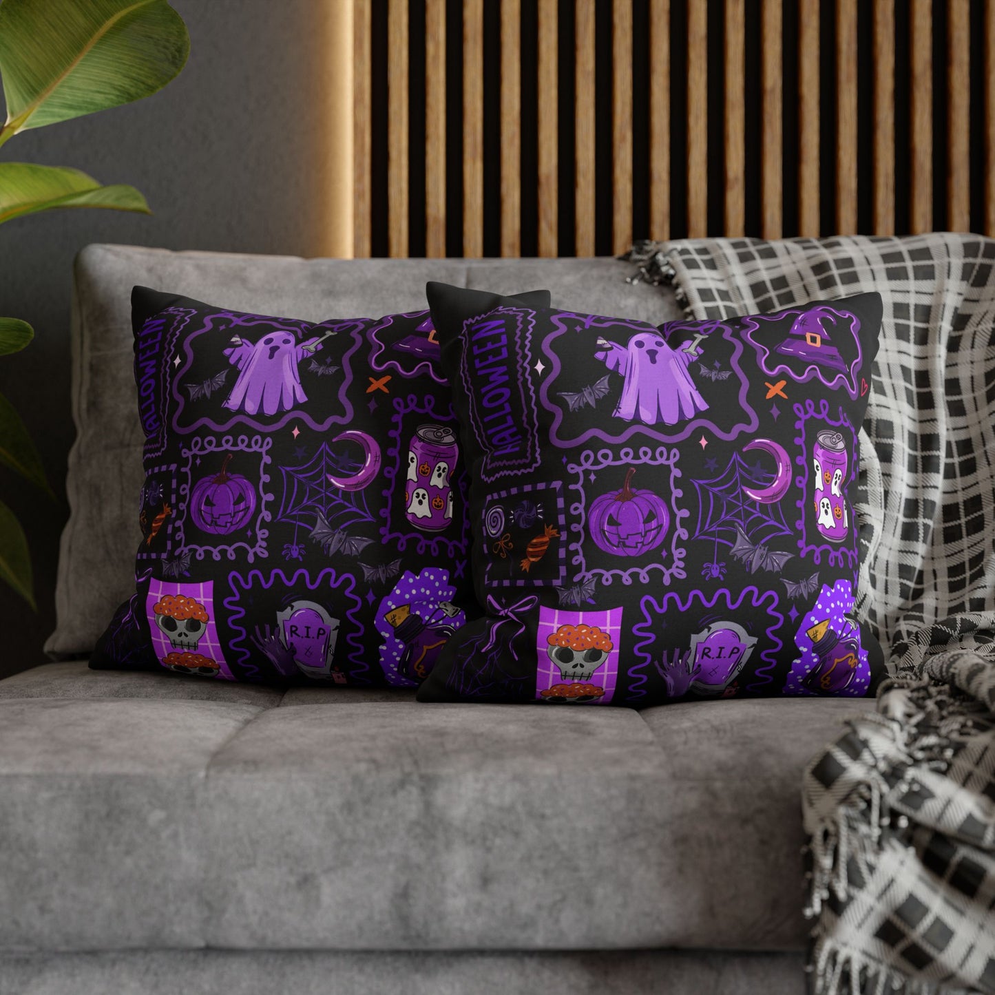 Halloween Pillowcase - Spooky Home Decor Cushion Cover with Ghost and Pumpkin Design - VYBE Shop