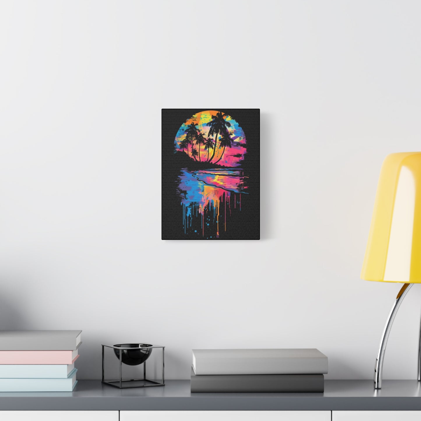 Neon Beach Sunset Canvas Art Print, Tropical Wall Decor, Home Aesthetic, Summer Vibes, Gift for Beach Lovers - VYBE Shop