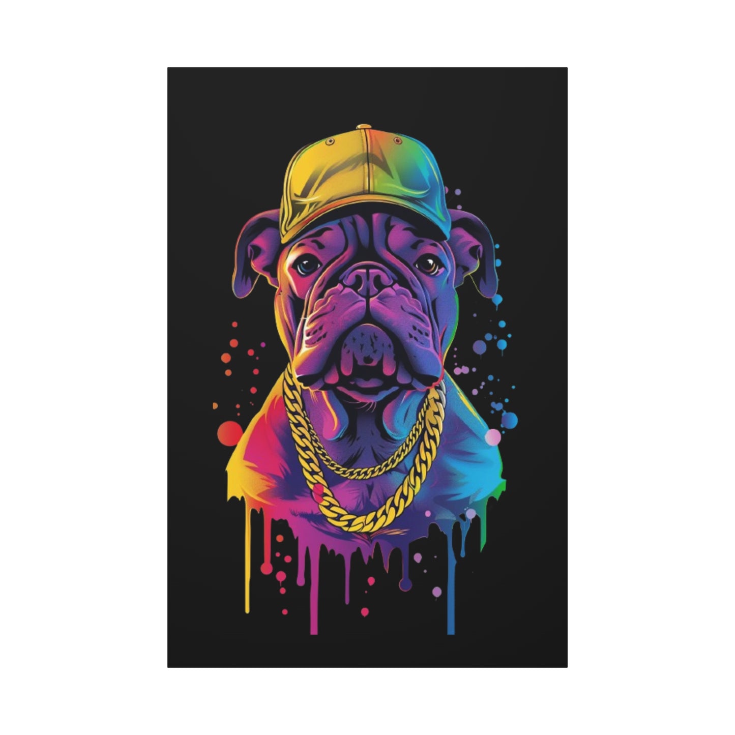 Neon Dog Portrait Canvas Art, Stretched Wall Decor, Pet Lover Gift, Funky Home Decor, Dog Themed Artwork, Unique Dog Gift - VYBE Shop