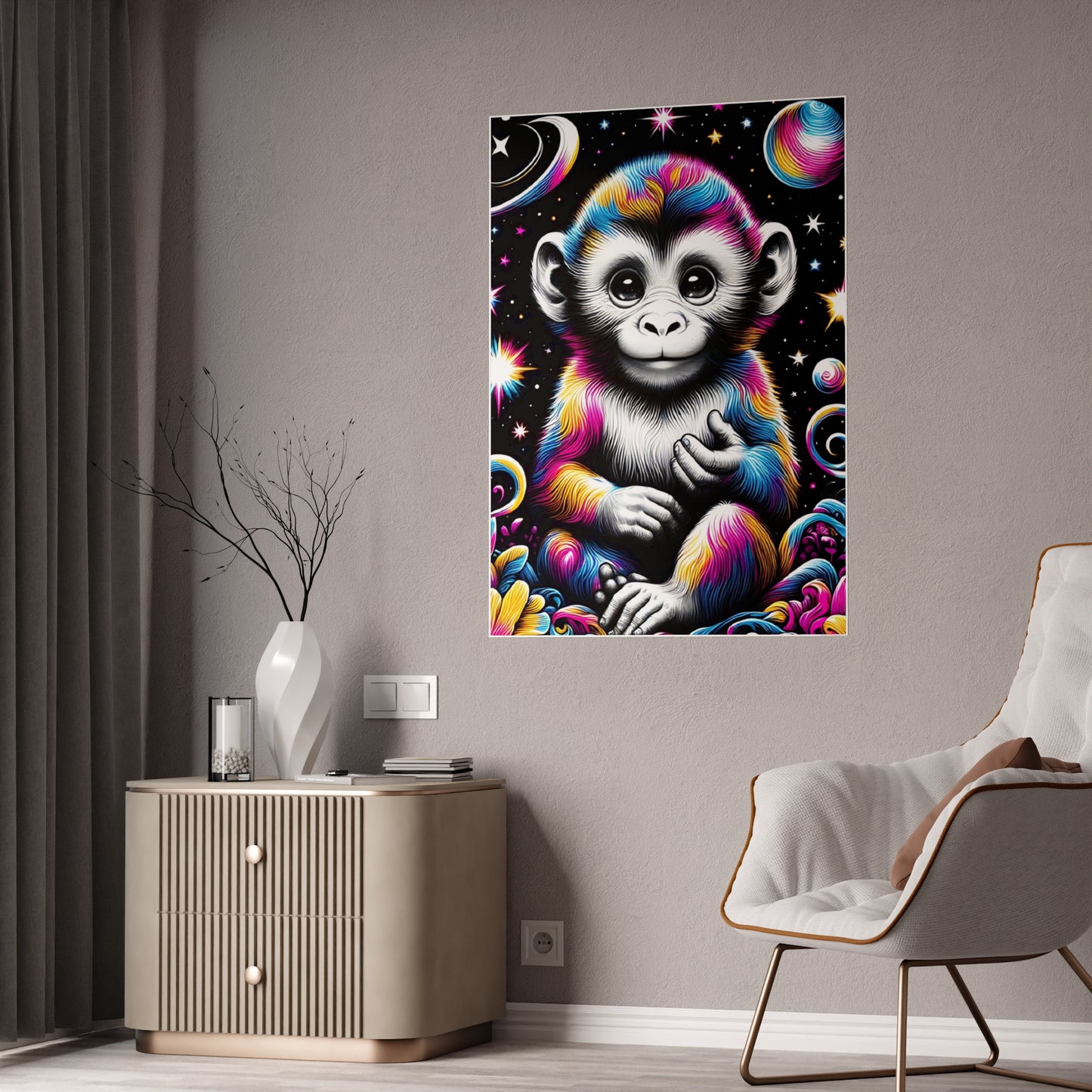 Vibrant Monkey Art Poster, Colorful Wall Decor - VYBE Shop