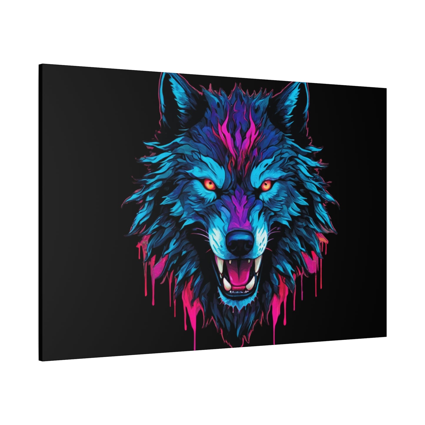 Neon Wolf Canvas Art, Colorful Wolf Wall Decor, Animal Lover Gift, Bold Home Decoration, Unique Art Print - VYBE Shop