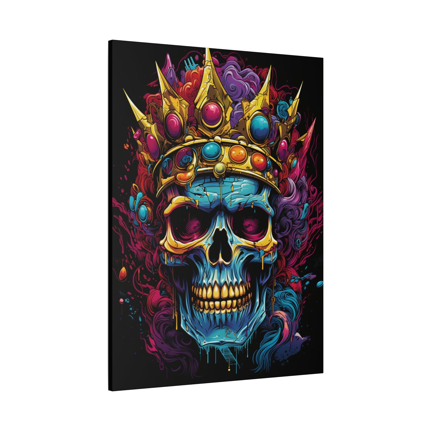 Colorful Skull Canvas Art - Vibrant Home Decor, Gothic Wall Print, Edgy Gift, Halloween Decoration, Art for Music Lovers - VYBE Shop