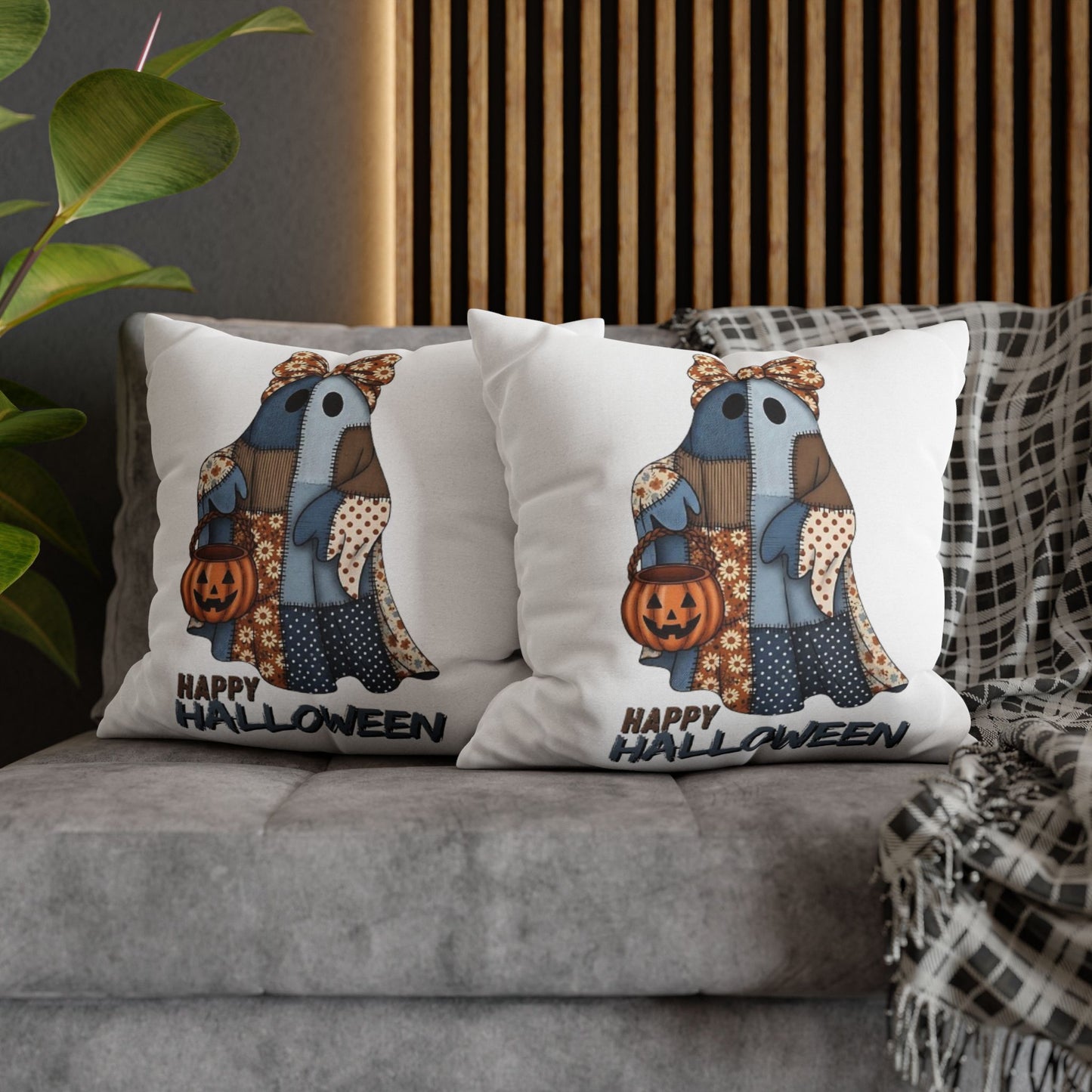Halloween Ghost Pillowcase | Spun Polyester Cushion Cover, Fall Decor, Spooky Home, Cozy Halloween, Gift for Halloween Lovers - VYBE Shop