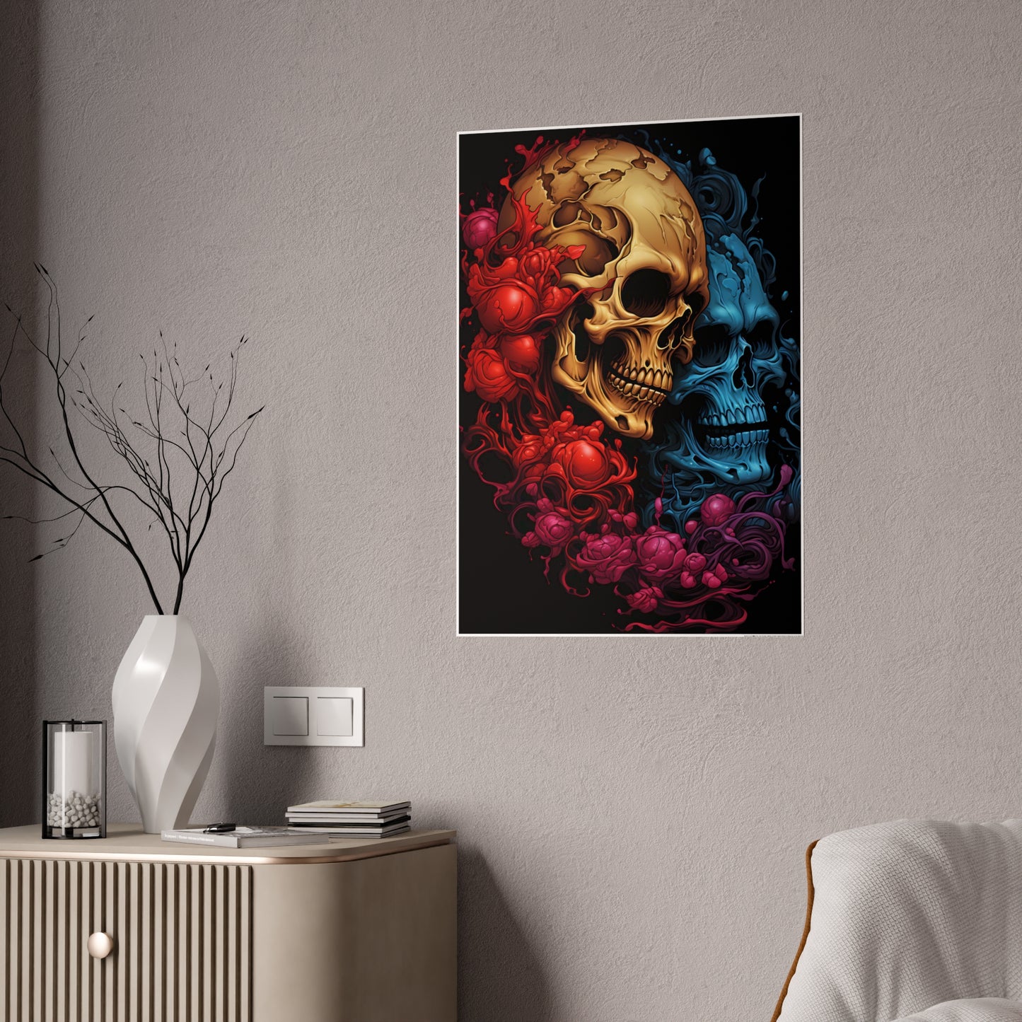 Skull Art Poster for Edgy Wall Decor - Gothic Home Design with Dark Aesthetic - VYBE Shop