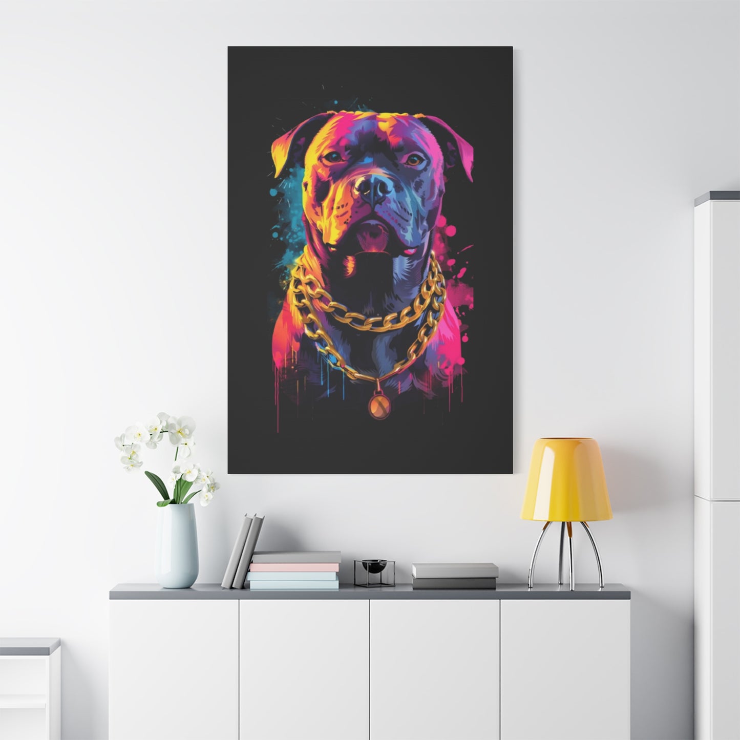 Vibrant Dog Portrait Canvas Art, Dog Lover Gift, Home Decor, Unique Wall Art, Pet Memorial Decoration, Colorful Art Print - VYBE Shop
