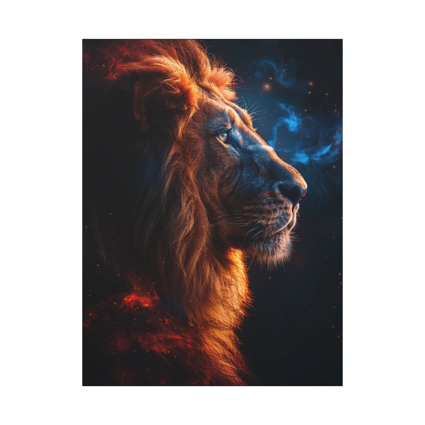 Galactic Lion Canvas Art Print, Cosmic Wall Decor, Animal Lover Gift, Unique Home Decoration, Inspirational Artwork - VYBE Shop