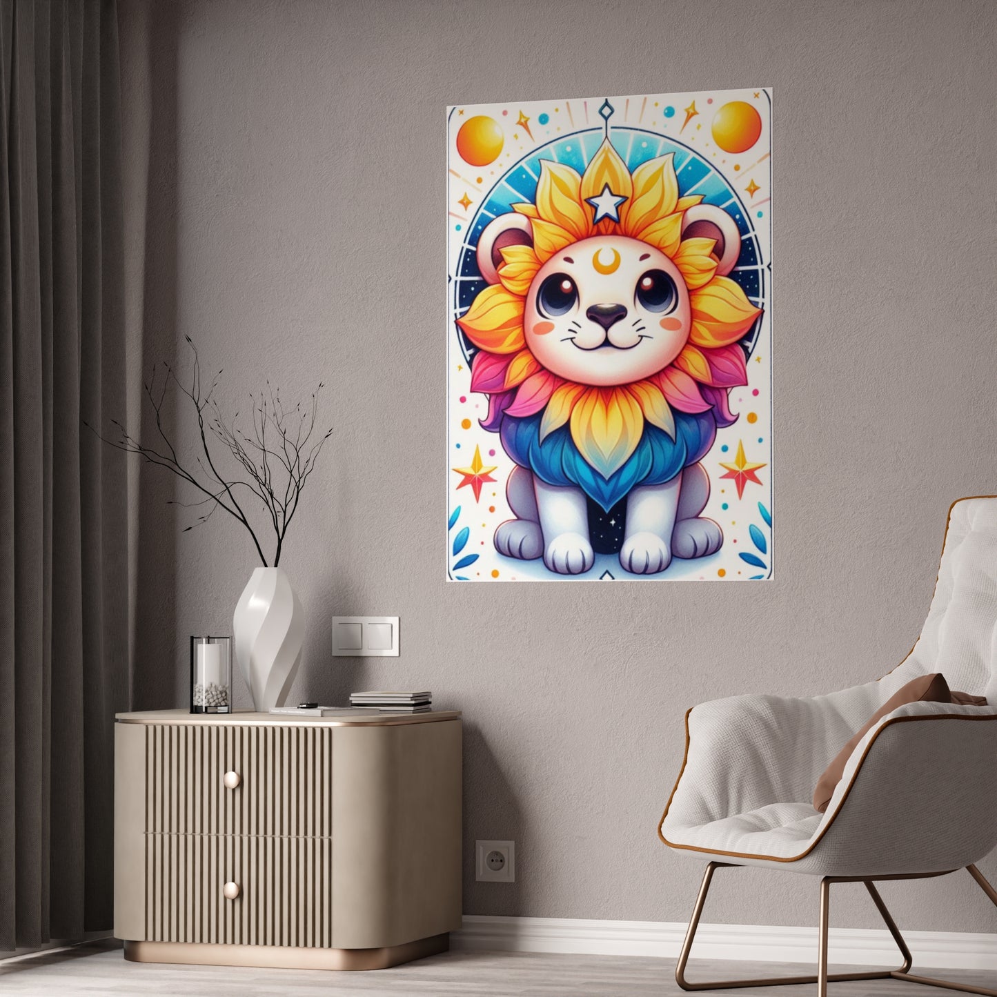 Colorful Lion Art Print Poster - Glossy Wall Decor for Vibrant Spaces - VYBE Shop