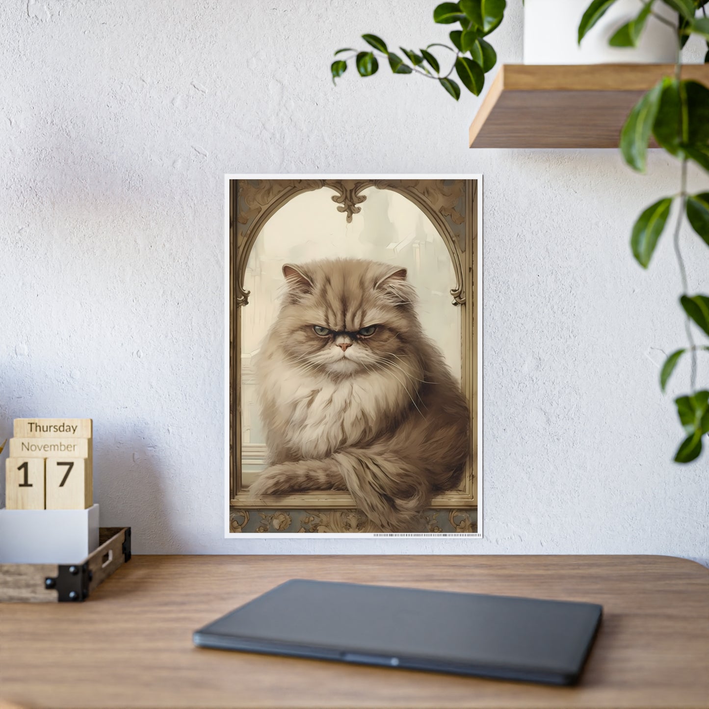Glossy Kitty Art Poster, Cat Lover Gift, Vintage Style Poster - VYBE Shop