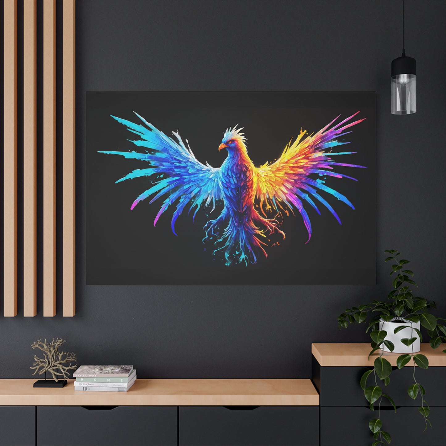 Neon Phoenix Canvas Wall Art | Colorful Home Decor, Inspirational Artwork, Gift for Art Lovers, Unique Wall Hanging - VYBE Shop
