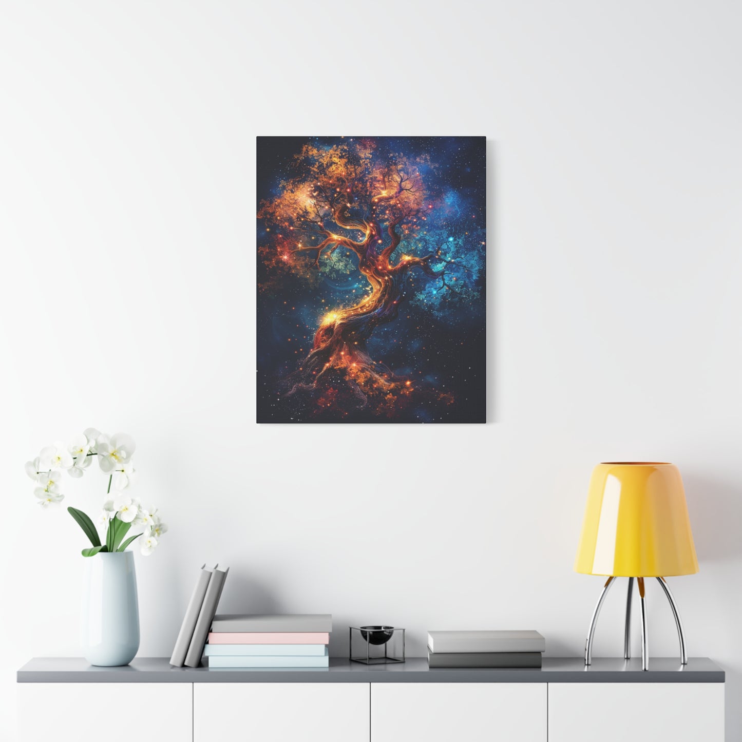 Galactic Tree Canvas Print, Vibrant Cosmic Art, Home Décor, Gift for Nature Lovers, Unique Wall Art, Space-Themed Decoration - VYBE Shop