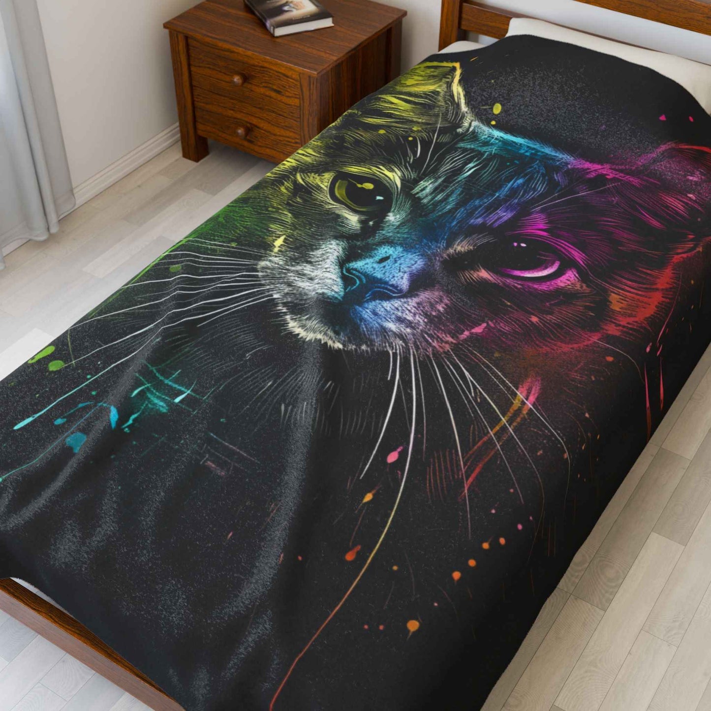 Rainbow Cat Blanket - Cozy Plush Throw for Cat Lovers