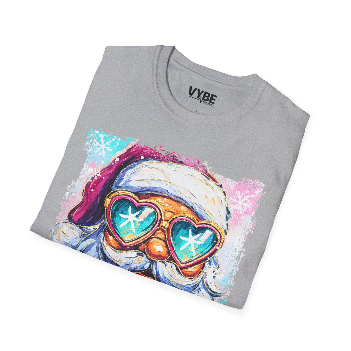 Festive Santa With Heart Glasses Tee - VYBE