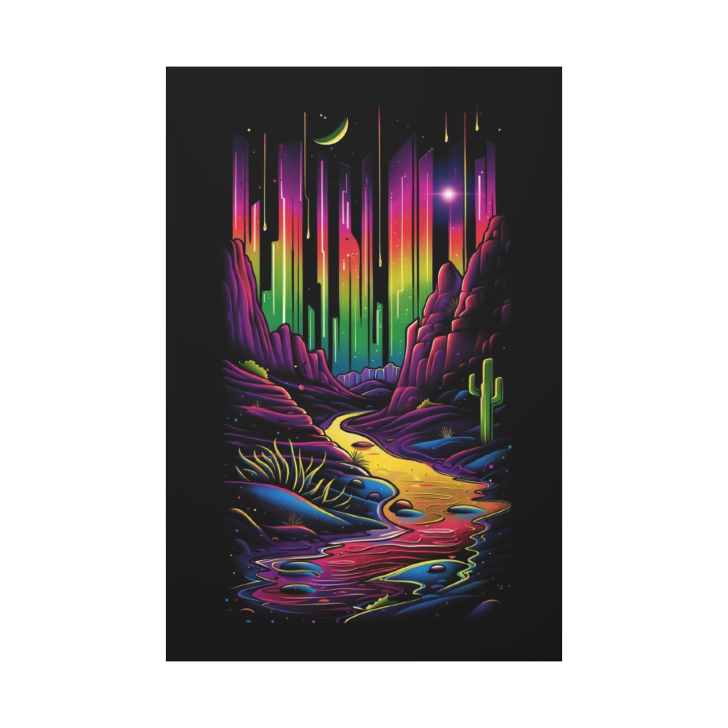 Neon Nature Canvas Art, Wall Decor, Colorful Landscape, Bohemian Home Decor, Gift for Art Lovers, Unique Wall Hanging - VYBE Shop