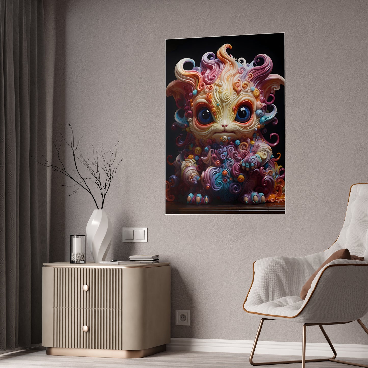 Colorful Monster Art Poster, Cute Creature Wall Art - VYBE Shop