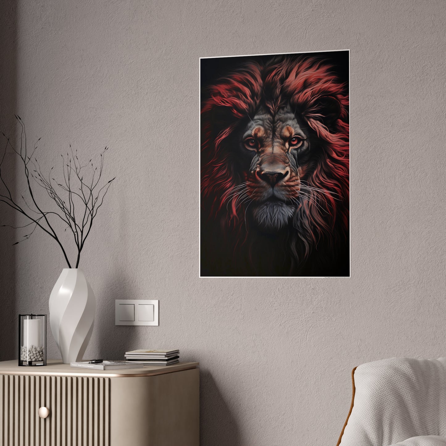 Lion Art Print Poster - Vibrant Glossy Wall Decor for Animal Lovers, Modern Home Accent, Majestic Lion Art - VYBE Shop