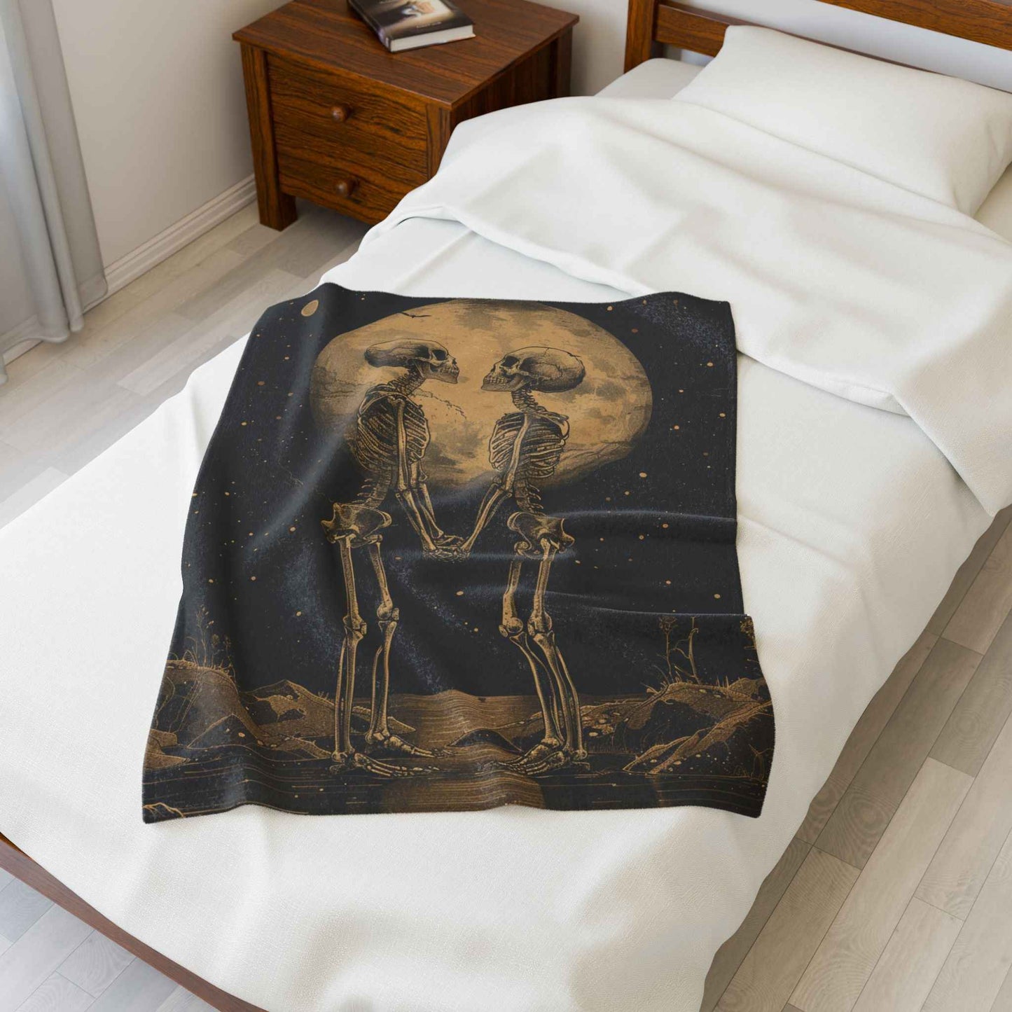 Romantic Skeleton Plush Blanket for Cozy Nights