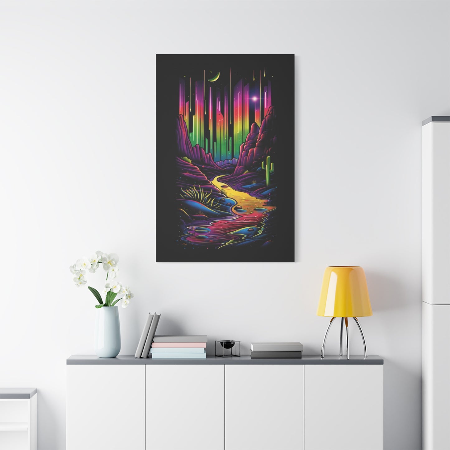 Neon Nature Canvas Art, Wall Decor, Colorful Landscape, Bohemian Home Decor, Gift for Art Lovers, Unique Wall Hanging - VYBE Shop