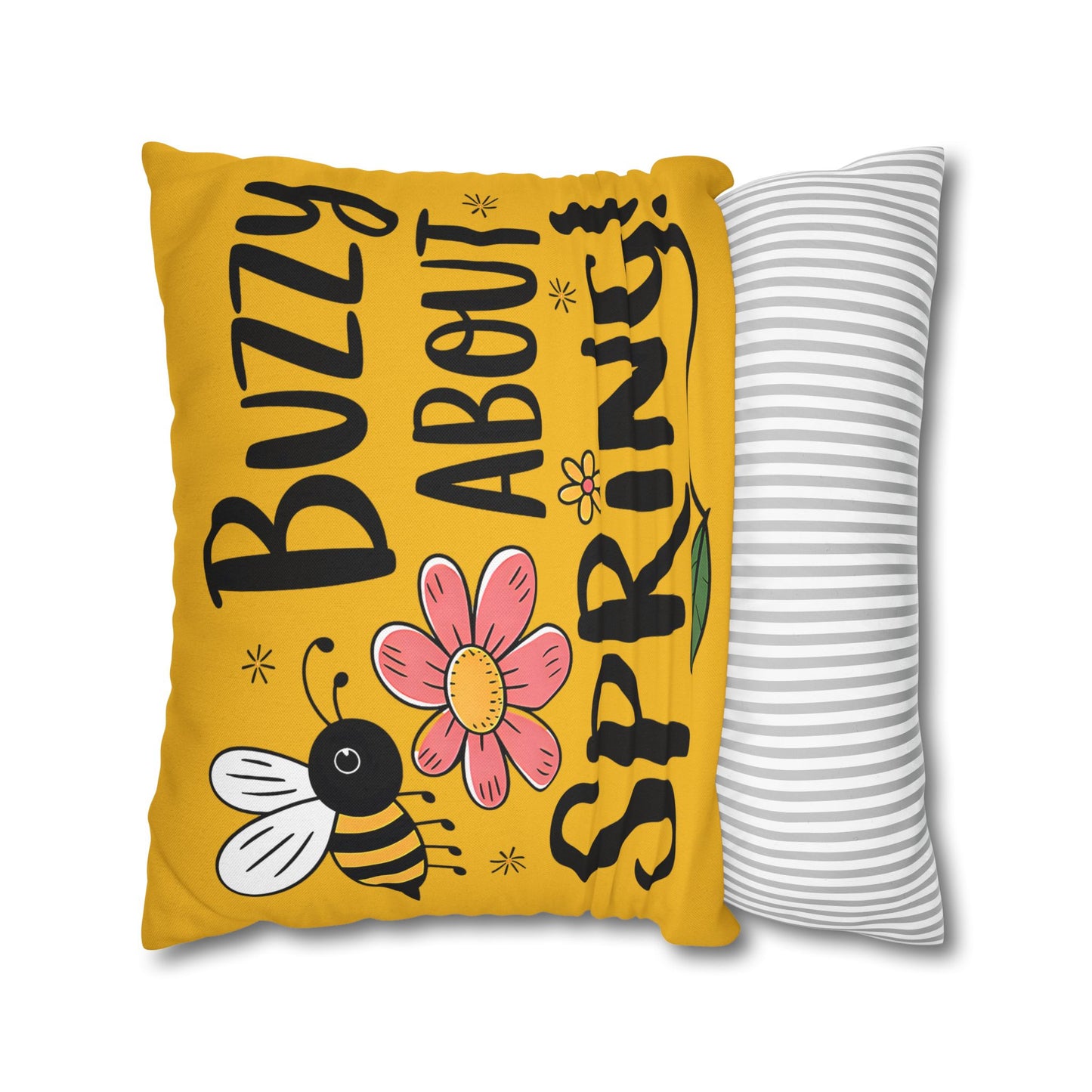 Buzzing Spring Pillowcase - Bee Themed Decorative Cushion Cover for Spring Home Decor and Floral Accent Gifts - VYBE Shop