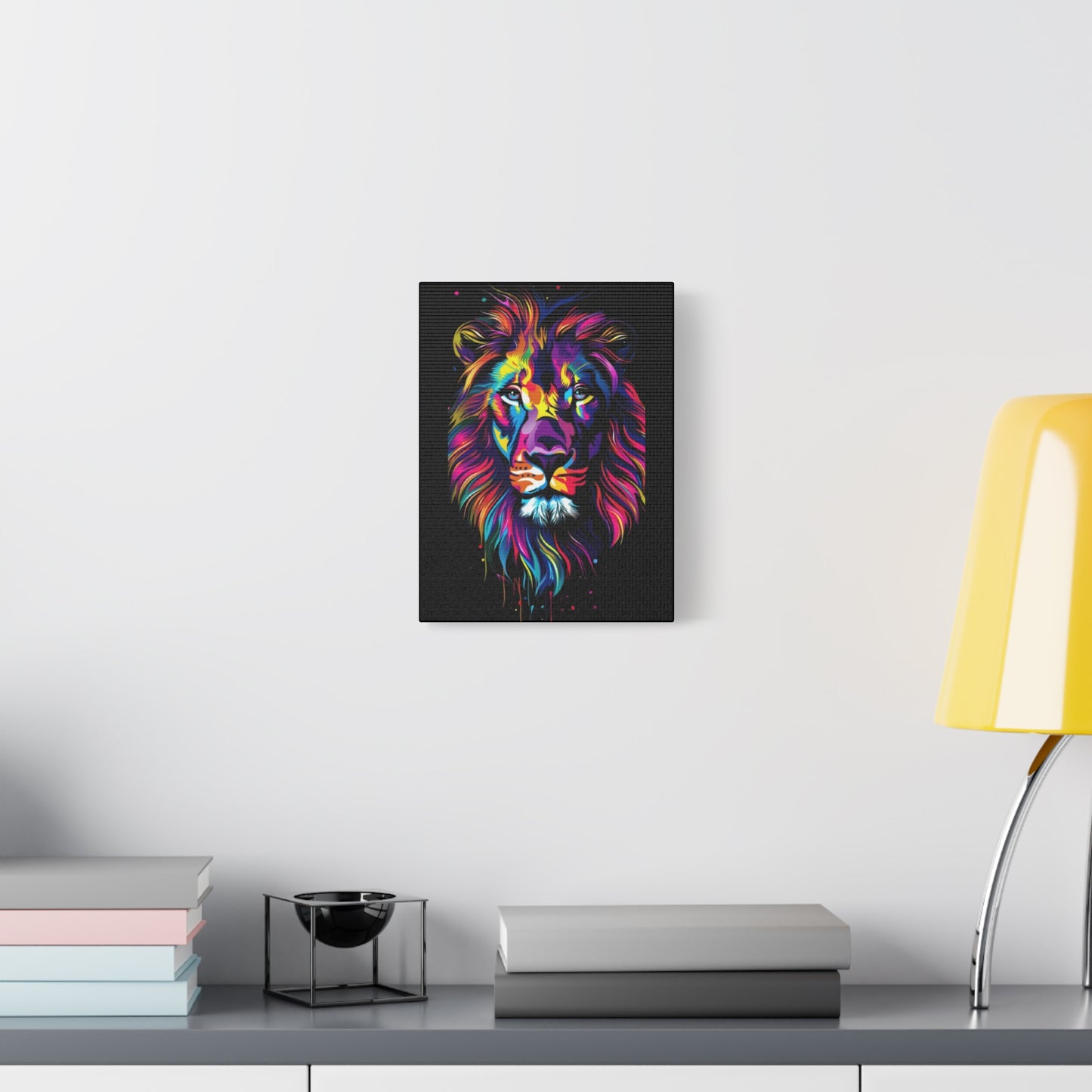 Neon Lion Art Canvas, Colorful Wall Decor, Animal Lover Gift, Home Decoration, Boho Style - VYBE Shop
