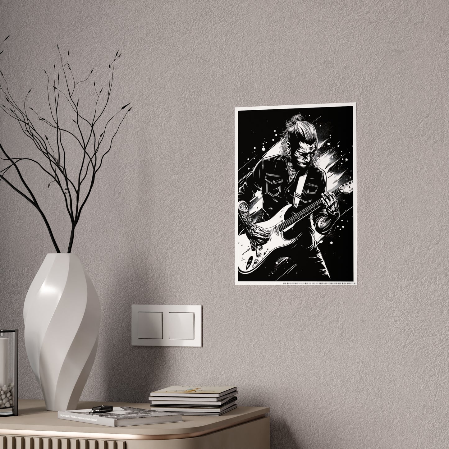 Rock Rockstar Gloss Poster - Rock Music Wall Art Décor, Black and White Art Print for Musicians, Aesthetic Living Room Gift - VYBE Shop
