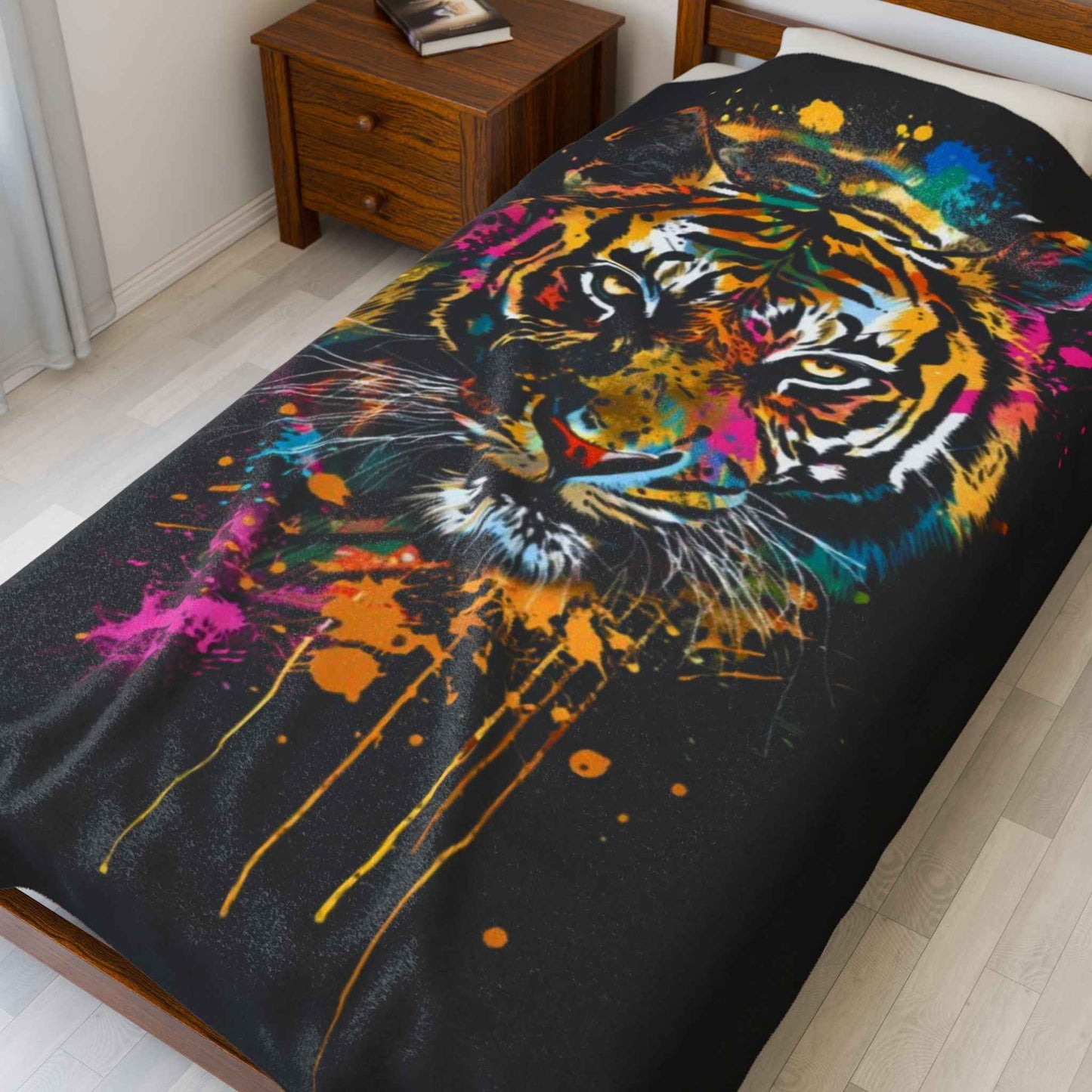 Vibrant Tiger Plush Blanket