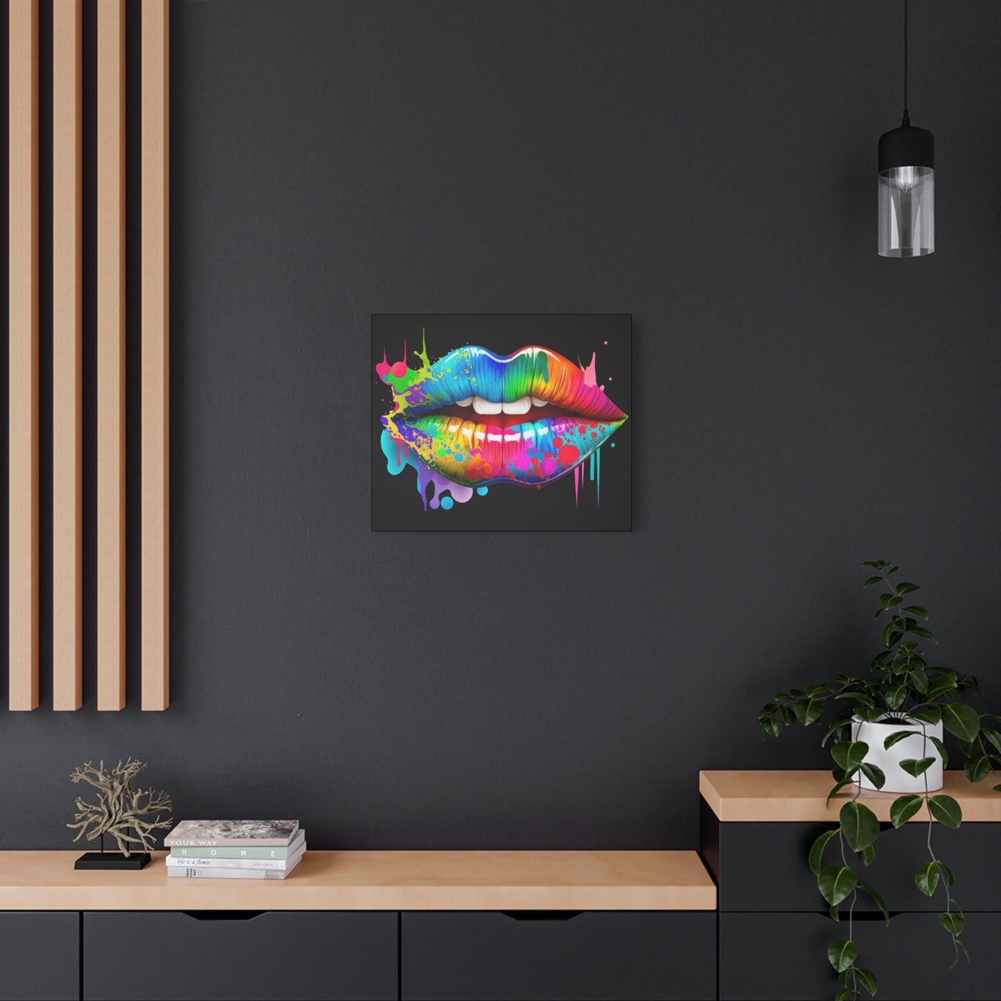 Neon Lip Art Canvas Wall Decor, Vibrant Lips Art, Pop Art Canvas, Home Decor, Gift for Art Lovers, Colorful Wall Art - VYBE Shop