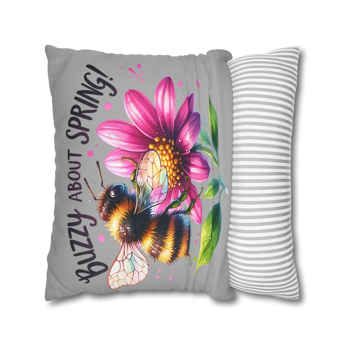 Buzzing Spring Pillowcase - Bee Decor Floral Cushion Cover for Spring Home Decor, Perfect Gift for Bee Lovers and Nature-Inspired Decor - VYBE Shop